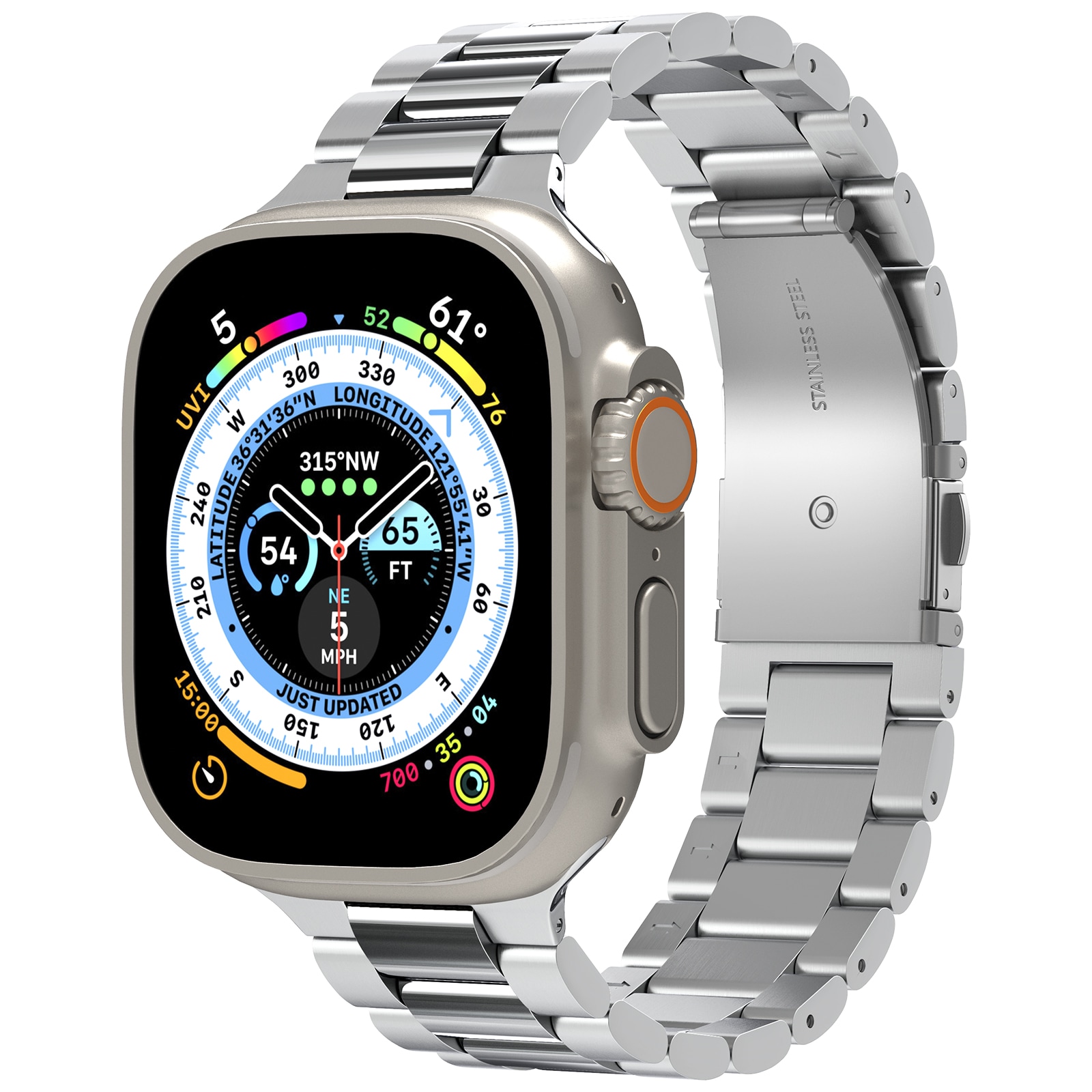 Apple Watch 45mm Series 9 Metallarmband Modern Fit 316L, silver