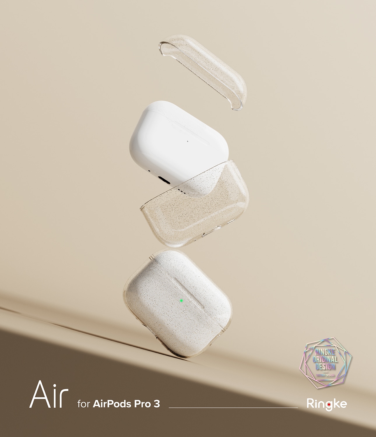 Apple AirPods Pro 3 Air Skal, Glitter Clear
