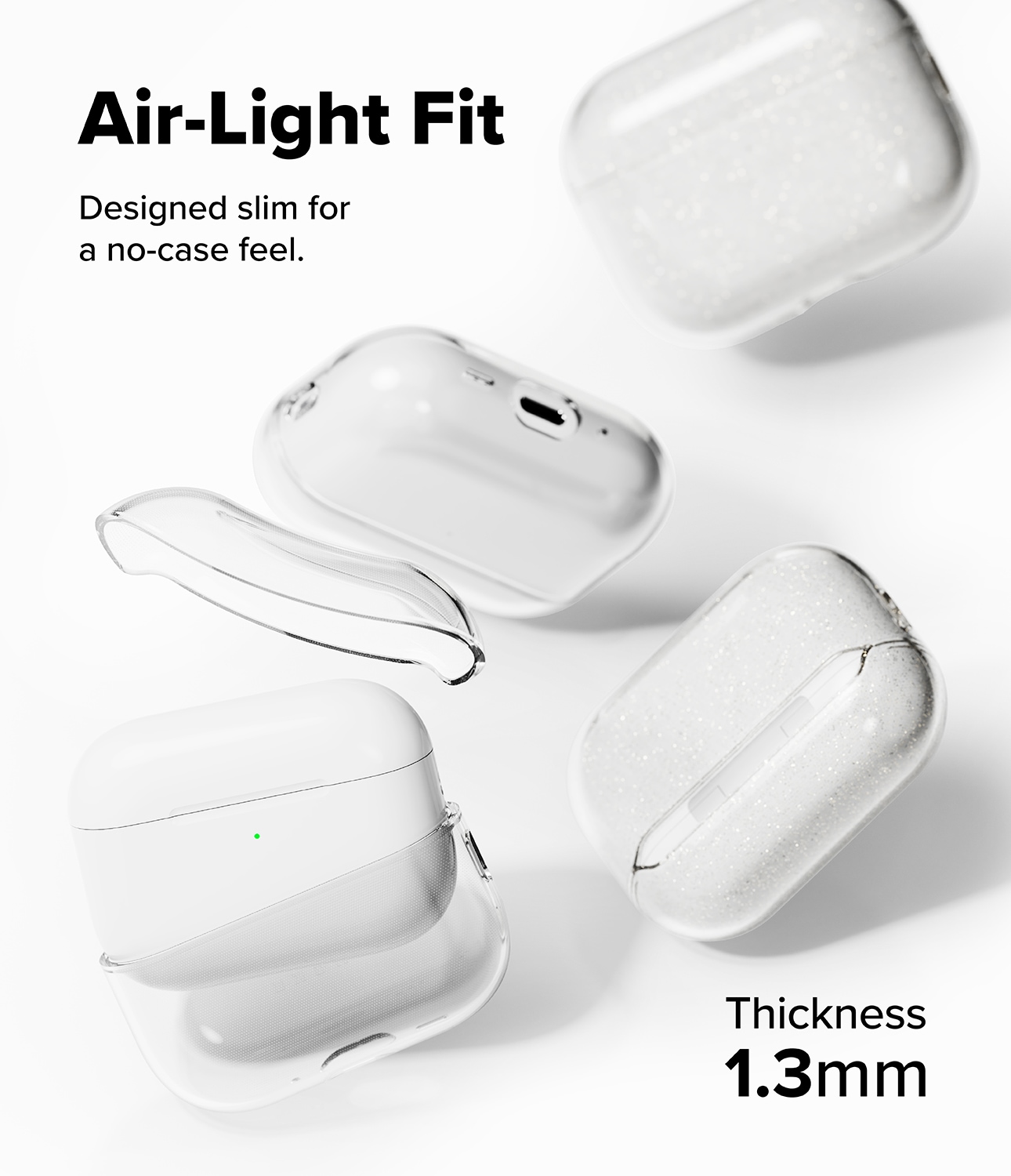 Apple AirPods Pro 3 Air Skal, Glitter Clear