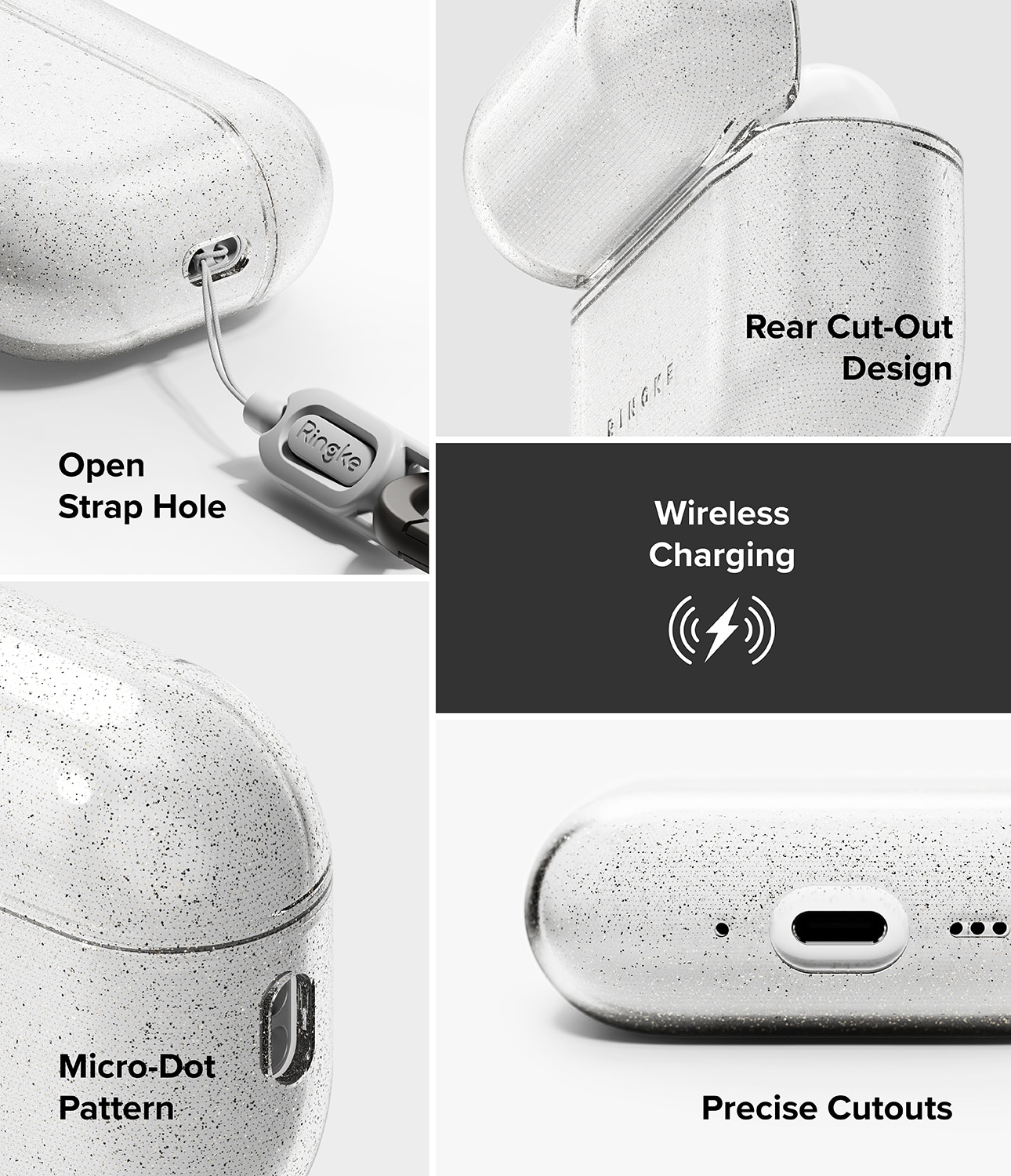 Apple AirPods Pro 3 Air Skal, Glitter Clear