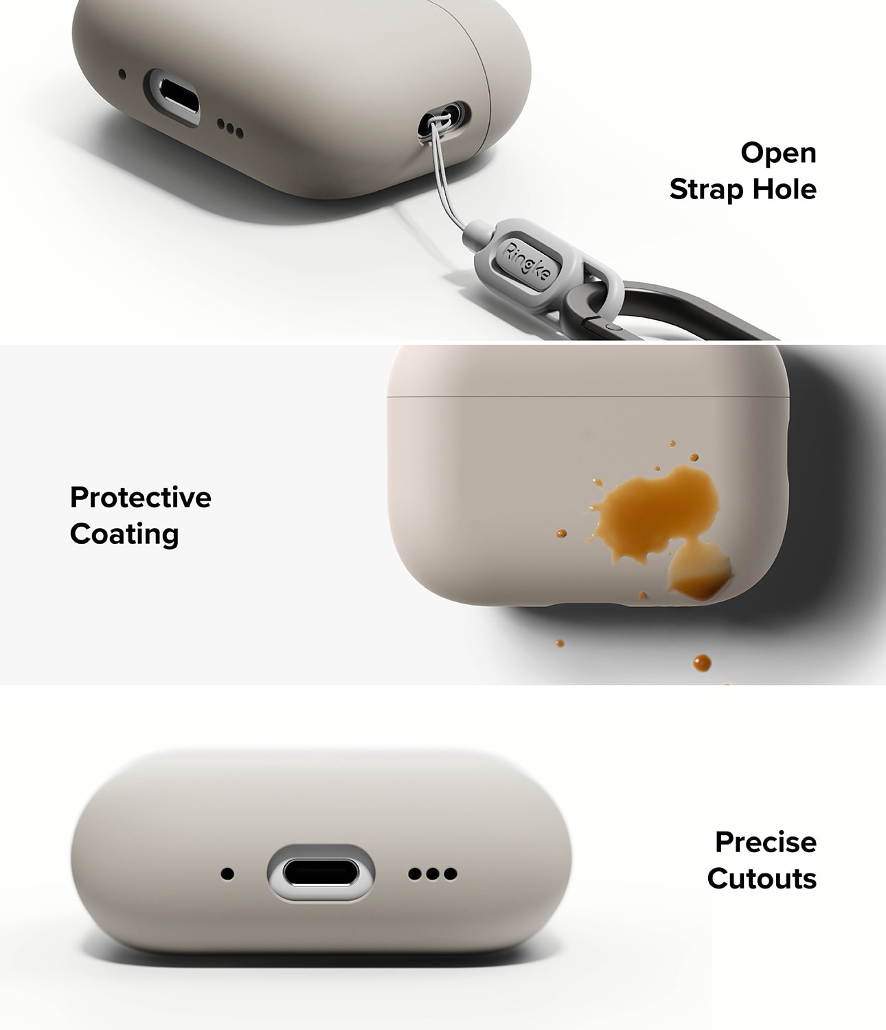 Apple AirPods Pro 3 Silikonskal, Stone