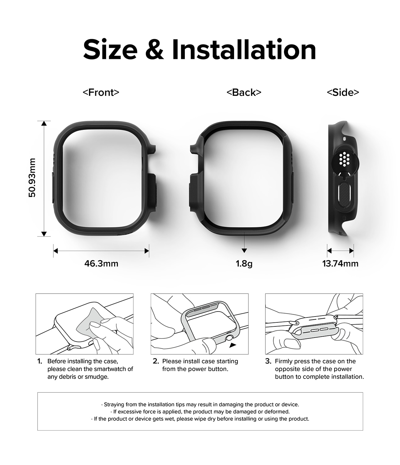 Apple Watch Ultra 49mm Tunt skal (2-pack), mattsvart & genomskinlig