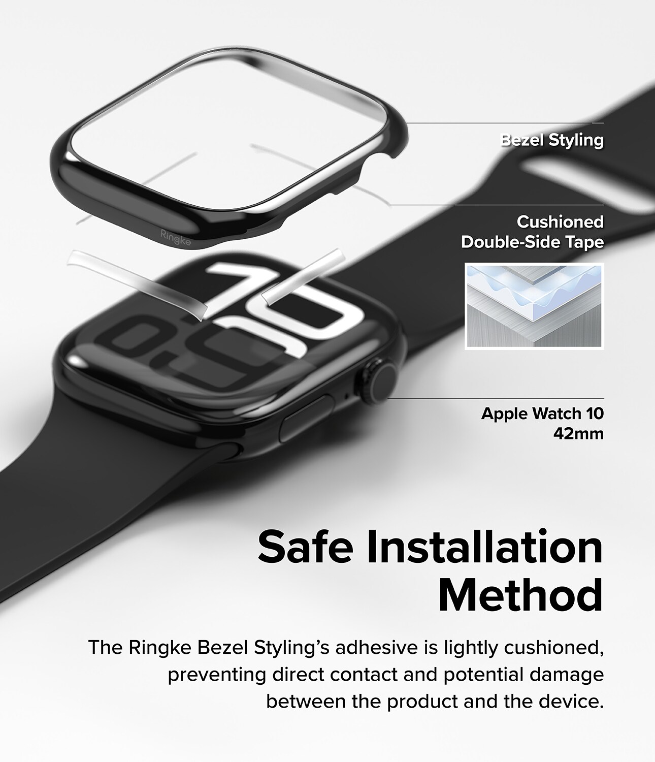 Apple Watch Series 11 42mm Skyddsram - Bezel Styling Svart