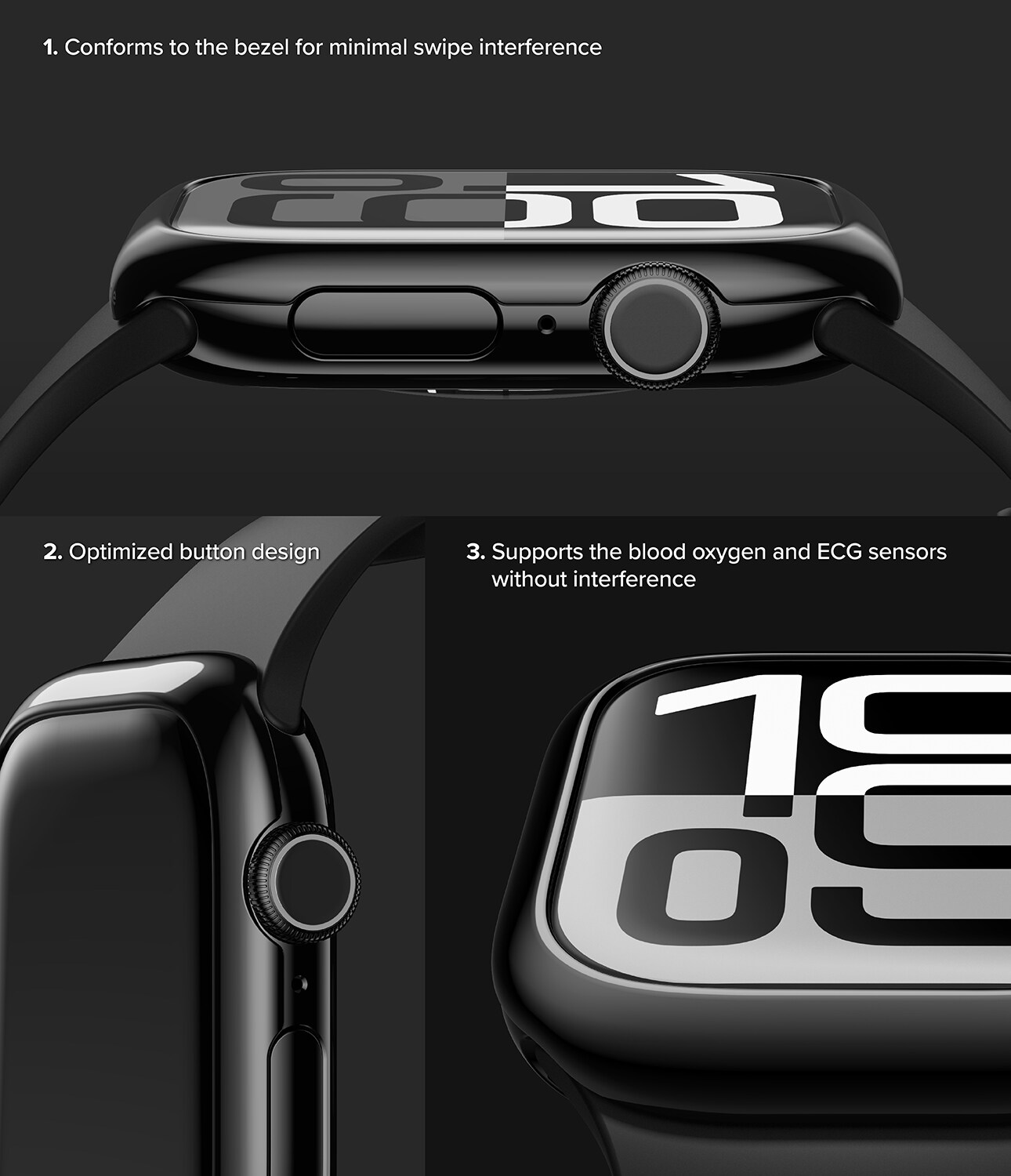 Apple Watch Series 11 42mm Skyddsram - Bezel Styling Svart