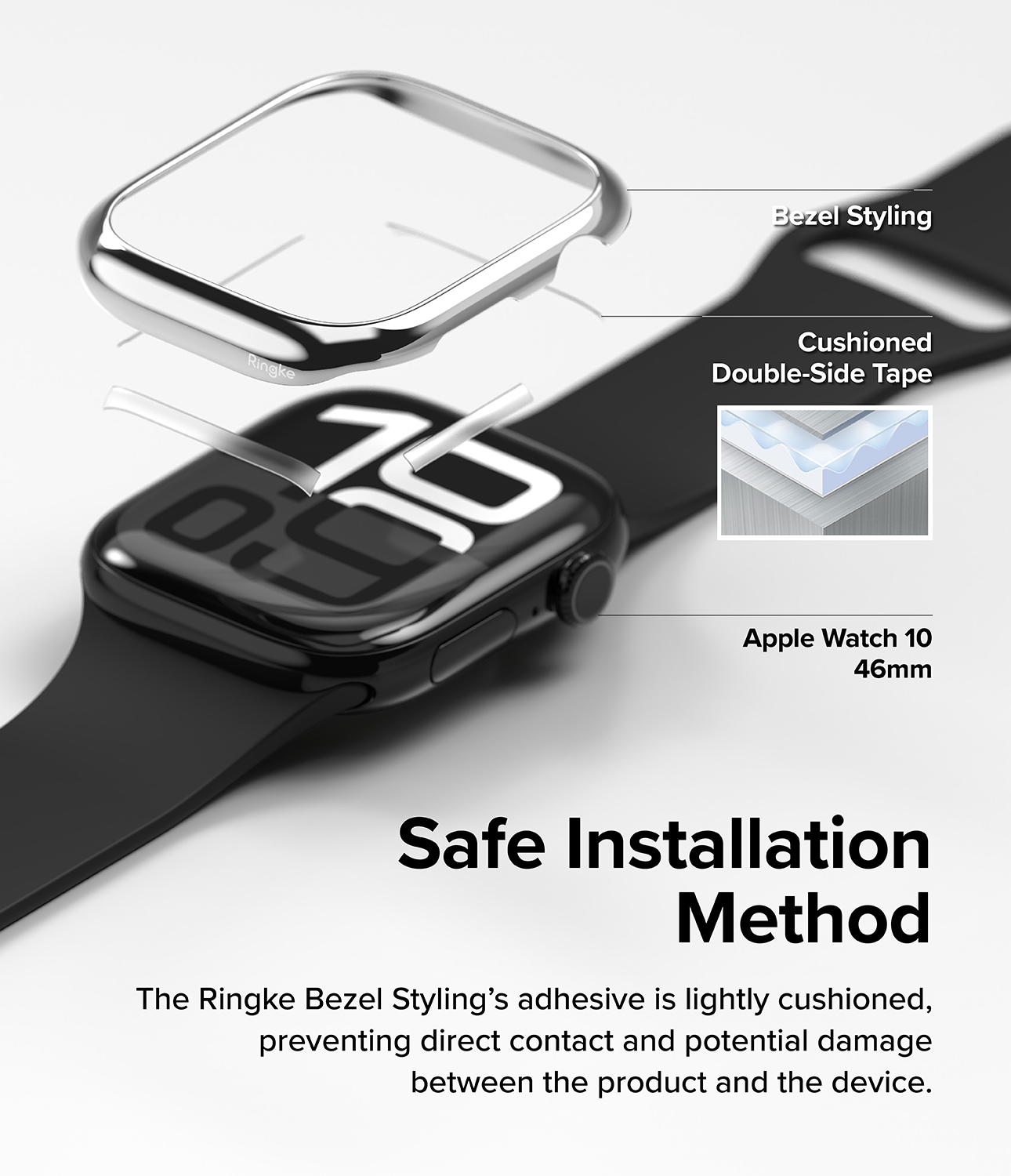 Apple Watch Series 10 46mm Skyddsram - Bezel Styling Silver
