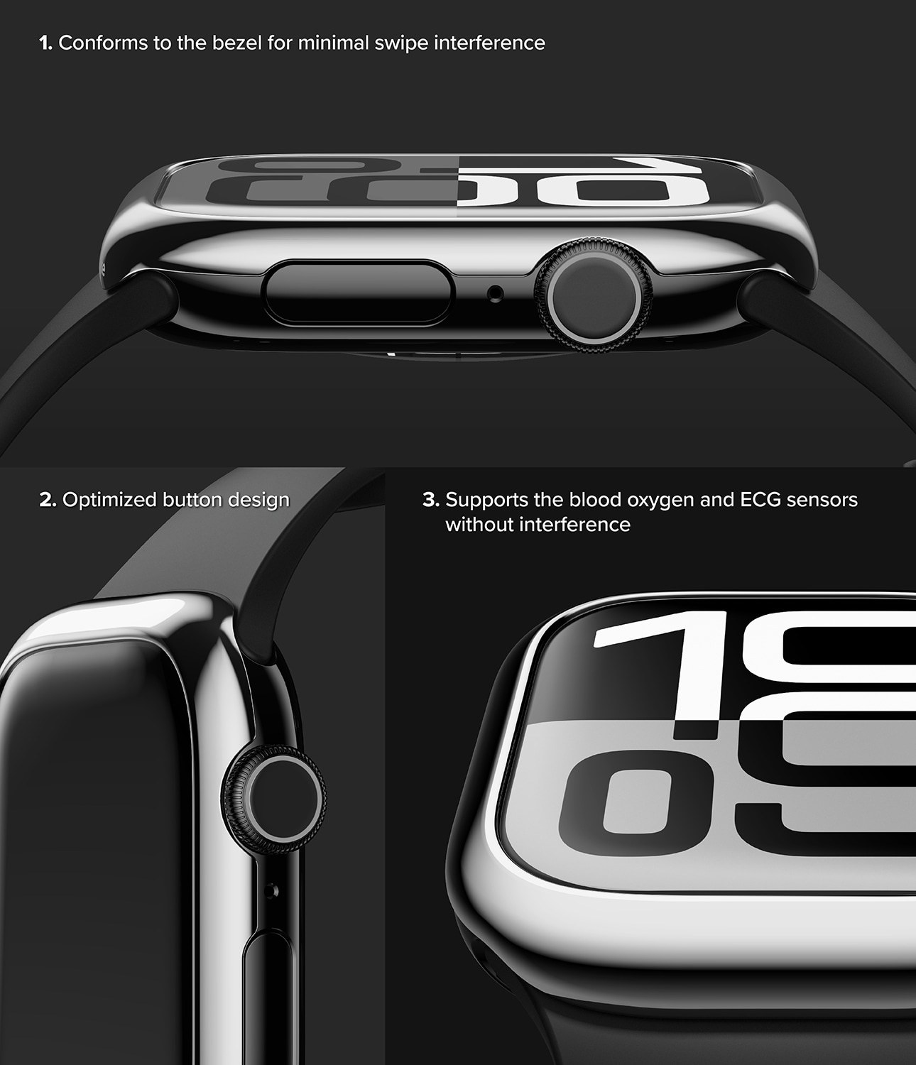 Apple Watch Series 10 46mm Skyddsram - Bezel Styling Silver