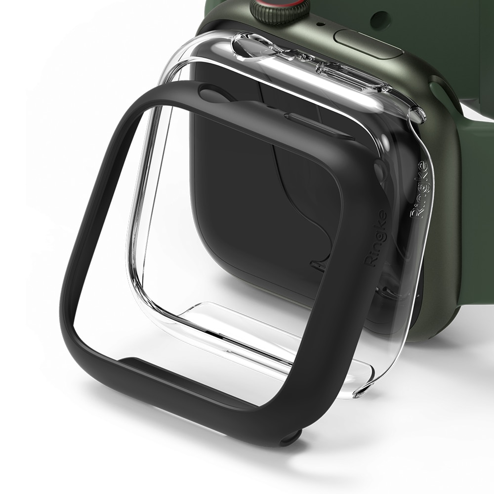 Apple Watch 41mm Series 7 Tunt skal (2-pack), mattsvart & genomskinlig