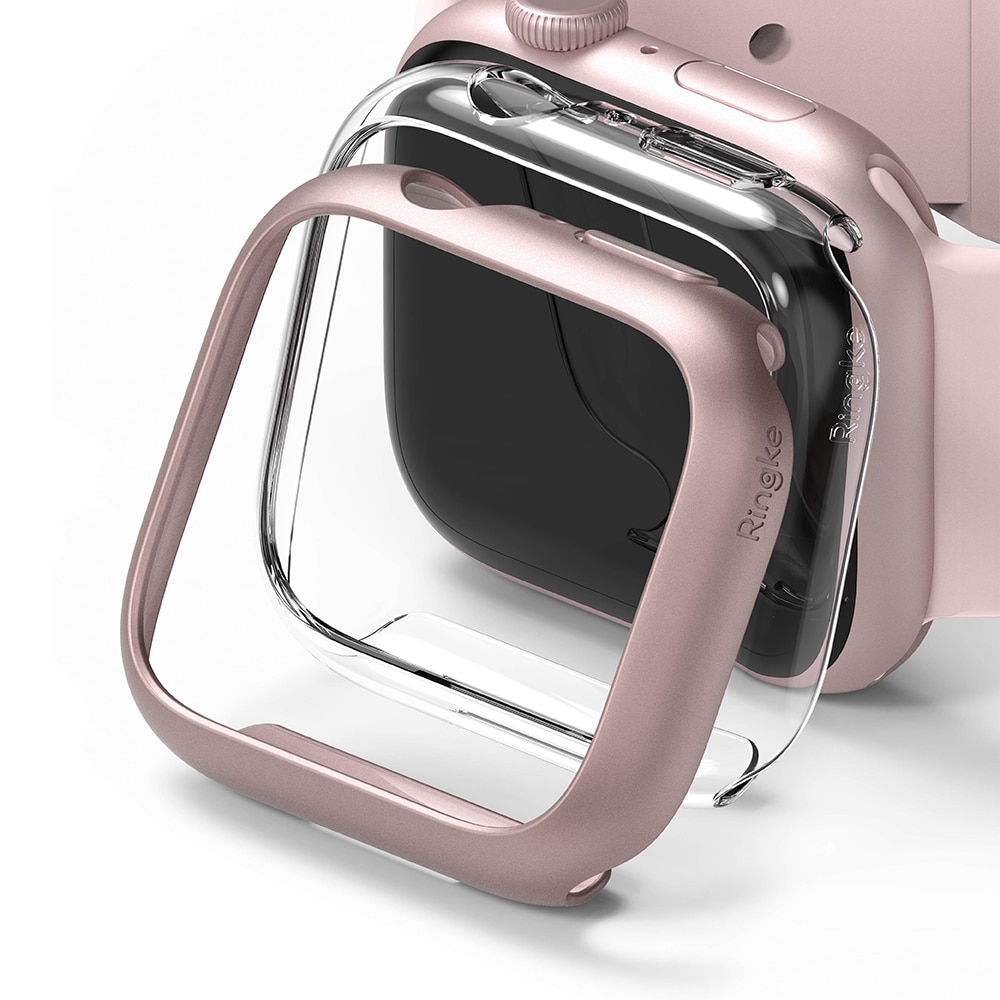 Apple Watch 41mm Series 7 Tunt skal (2-pack), rosa & genomskinlig