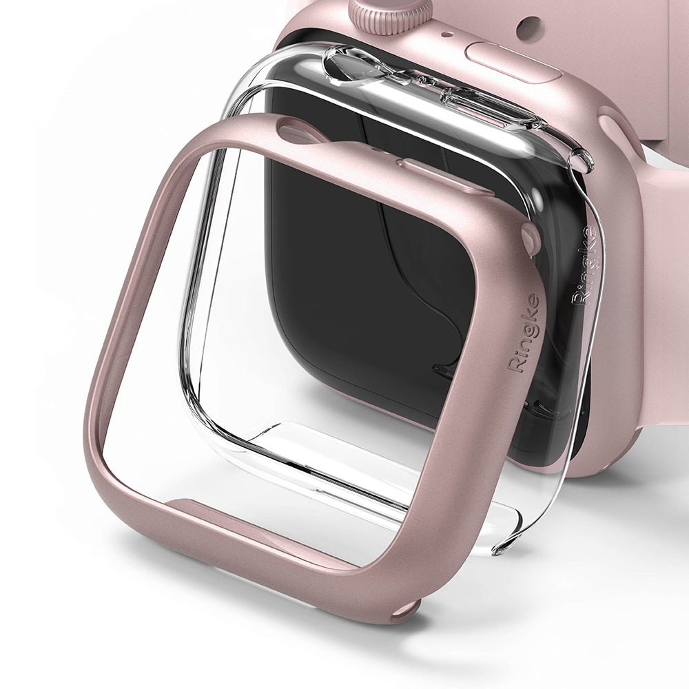 Apple Watch 41mm Series 8 Tunt skal (2-pack), rosa & genomskinlig