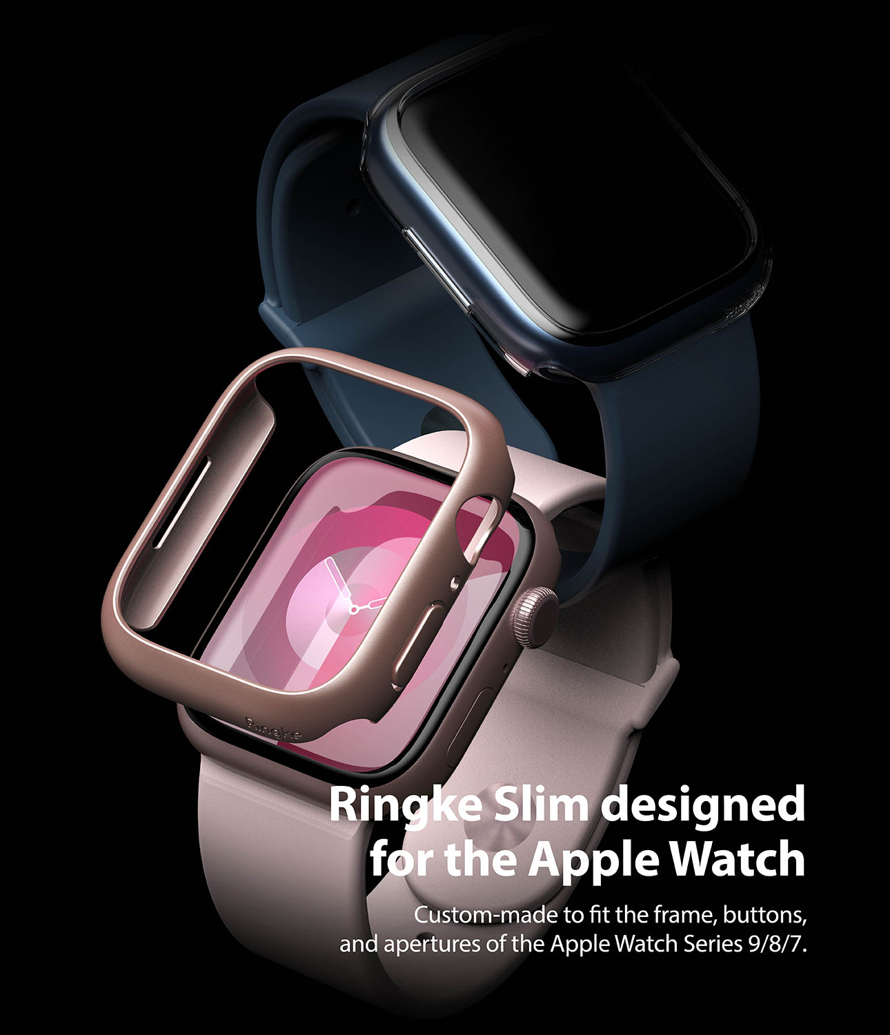 Apple Watch 41mm Series 7 Tunt skal (2-pack), rosa & genomskinlig