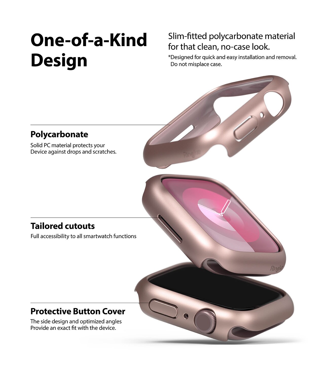 Apple Watch 41mm Series 7 Tunt skal (2-pack), rosa & genomskinlig