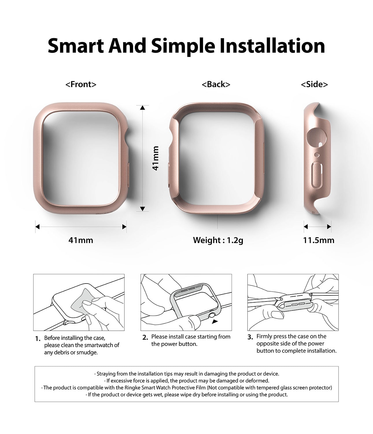 Apple Watch 41mm Series 7 Tunt skal (2-pack), rosa & genomskinlig