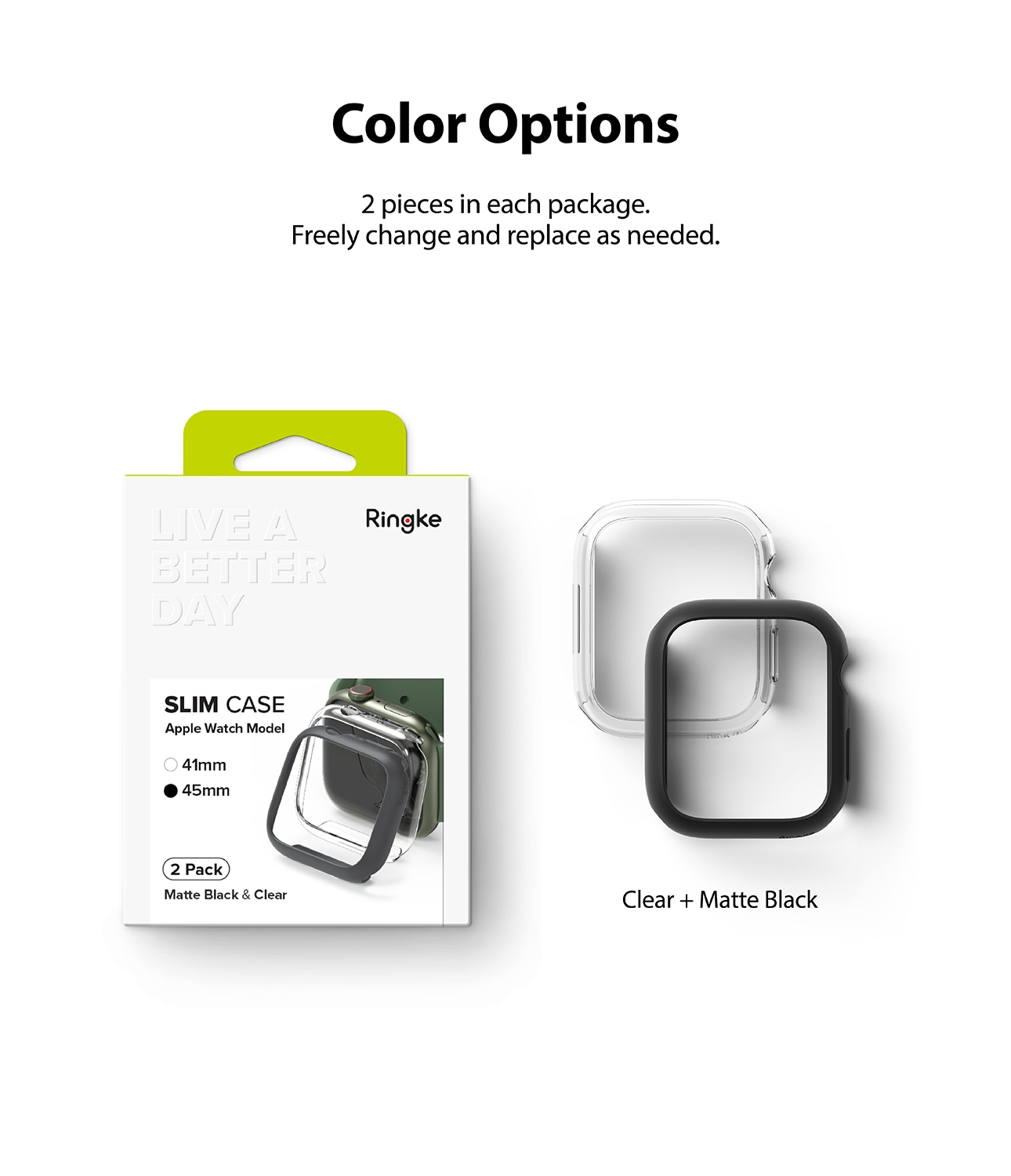 Apple Watch Series 7 45mm Tunt skal (2-pack), Flerfärgad/Mönster