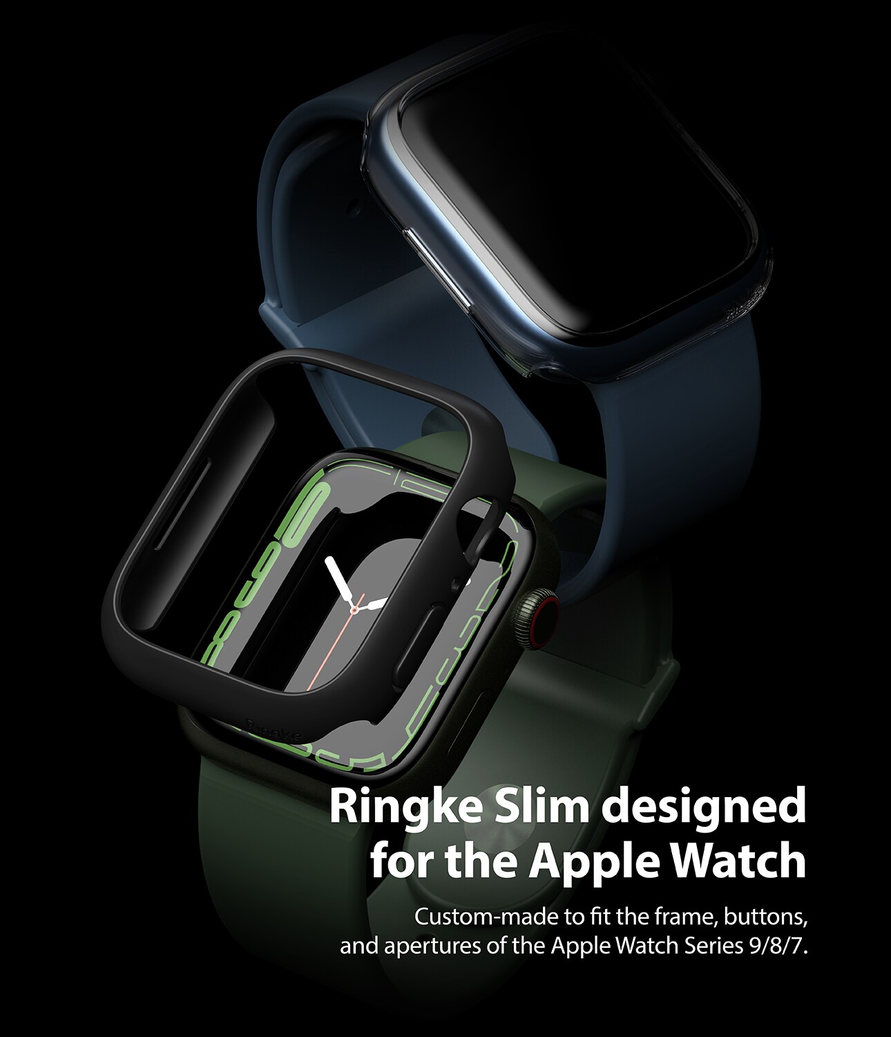 Apple Watch 45mm Series 8 Tunt skal (2-pack), mattsvart & genomskinlig