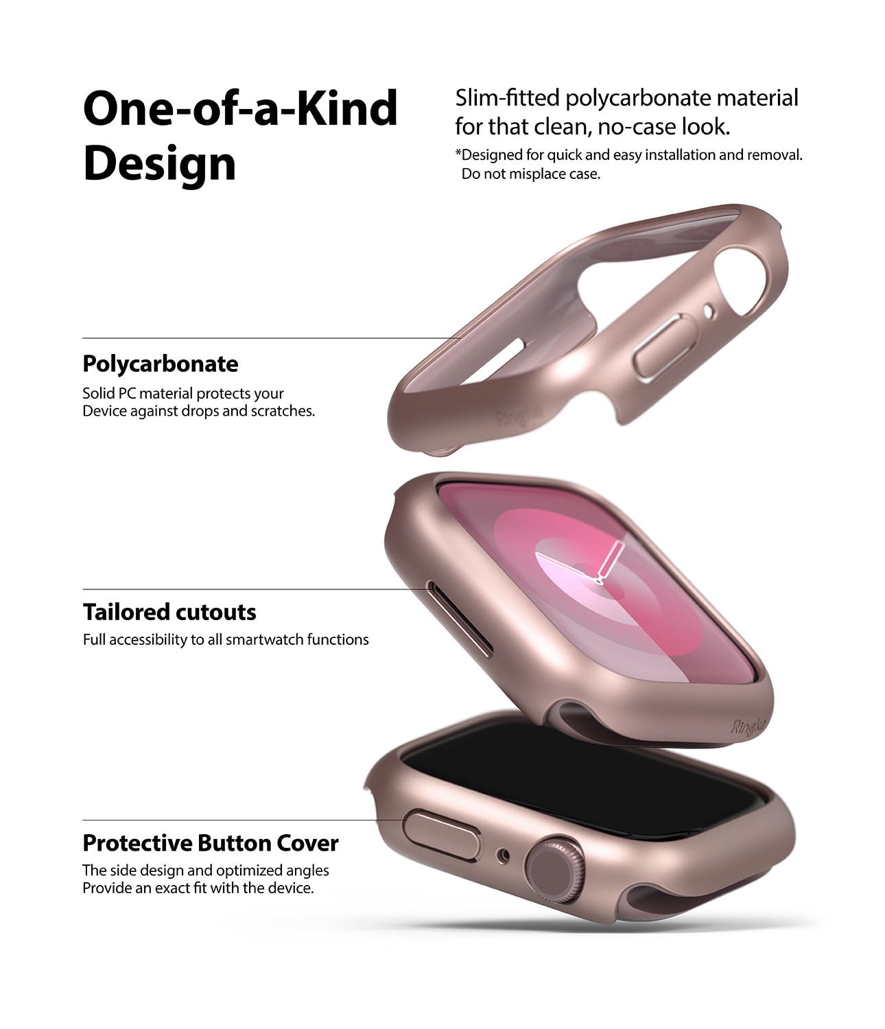 Apple Watch 45mm Series 9 Tunt skal (2-pack), rosa & genomskinlig