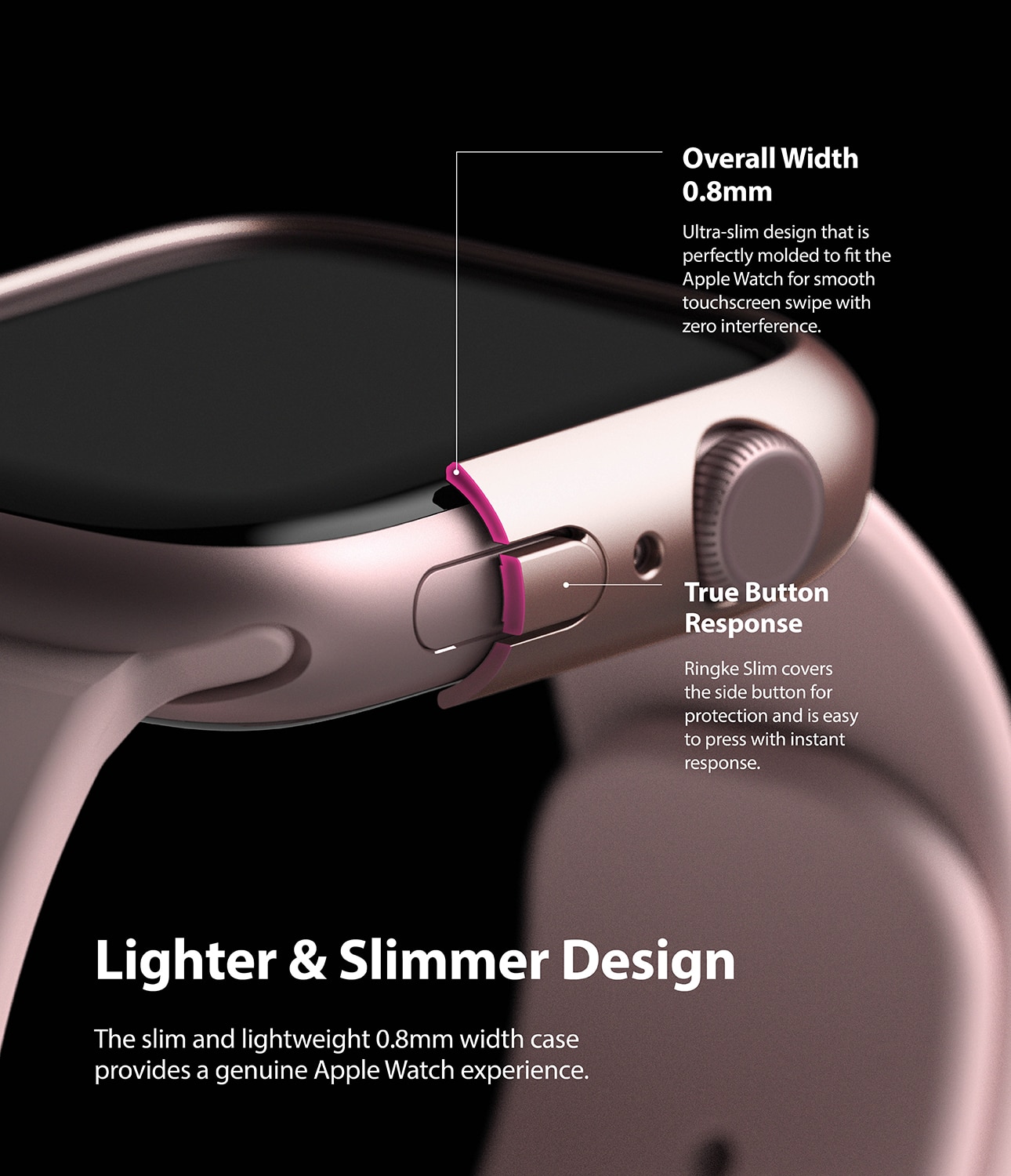 Apple Watch 45mm Series 9 Tunt skal (2-pack), rosa & genomskinlig