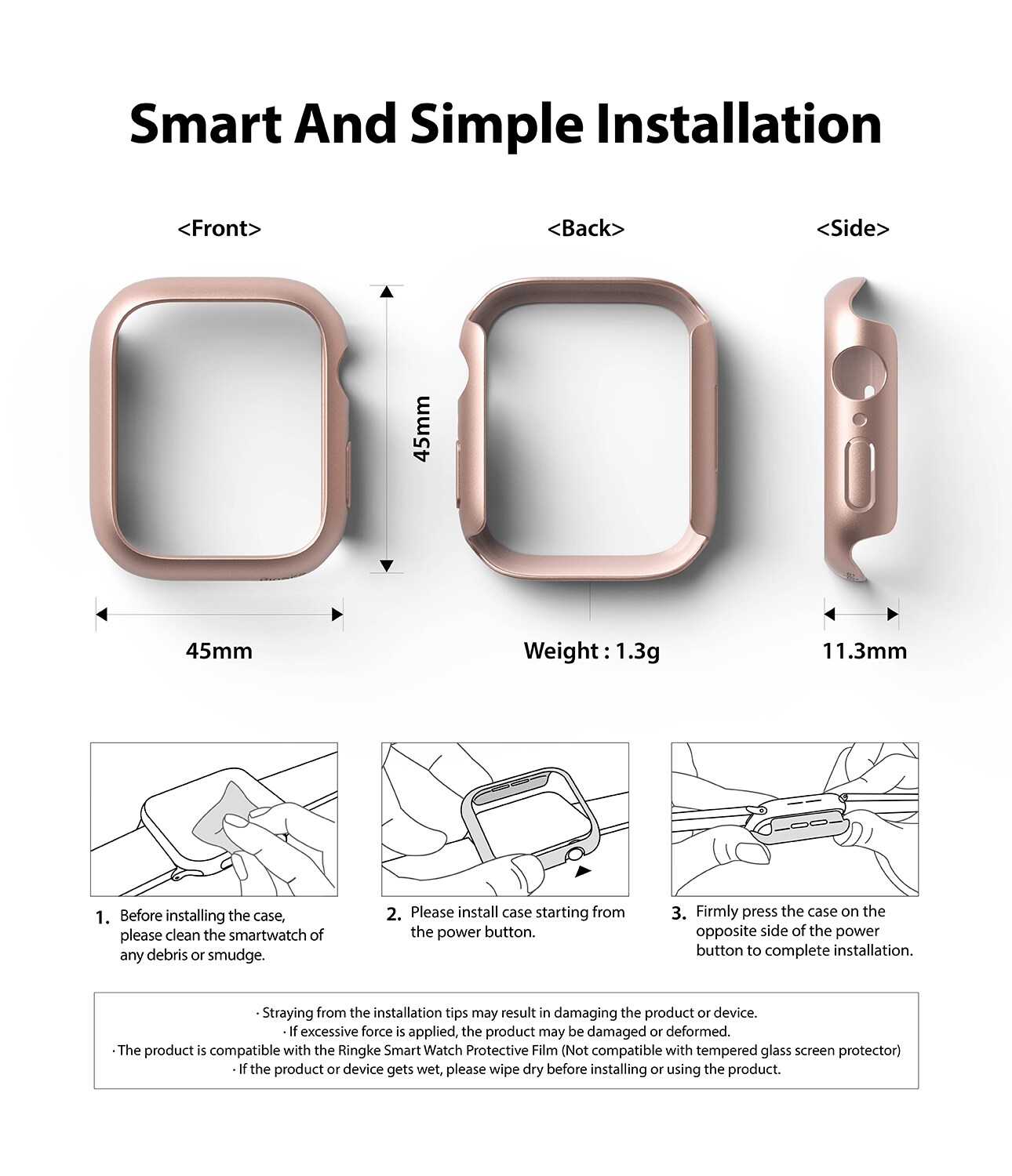 Apple Watch 45mm Series 9 Tunt skal (2-pack), rosa & genomskinlig