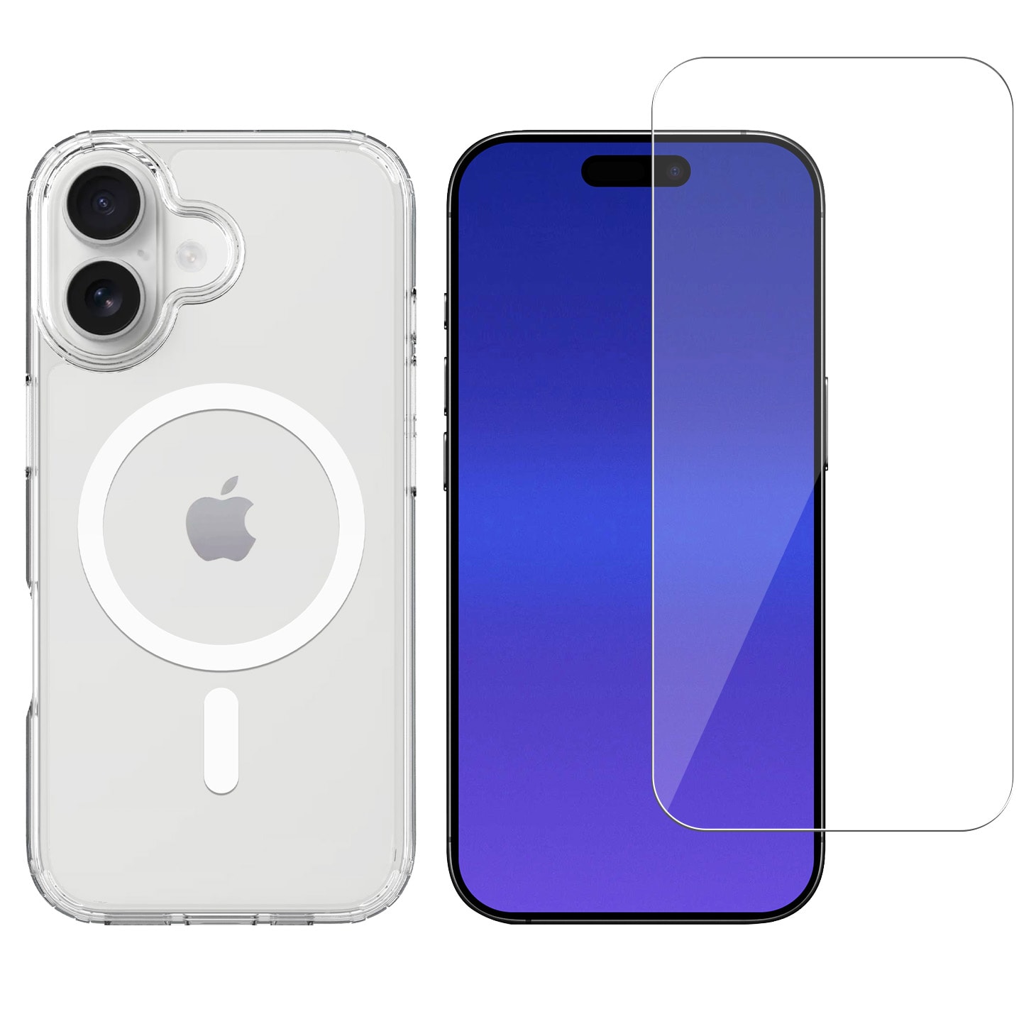 iPhone 16 MagSafe Hybrid-skal + Skärmskydd Härdat Glas