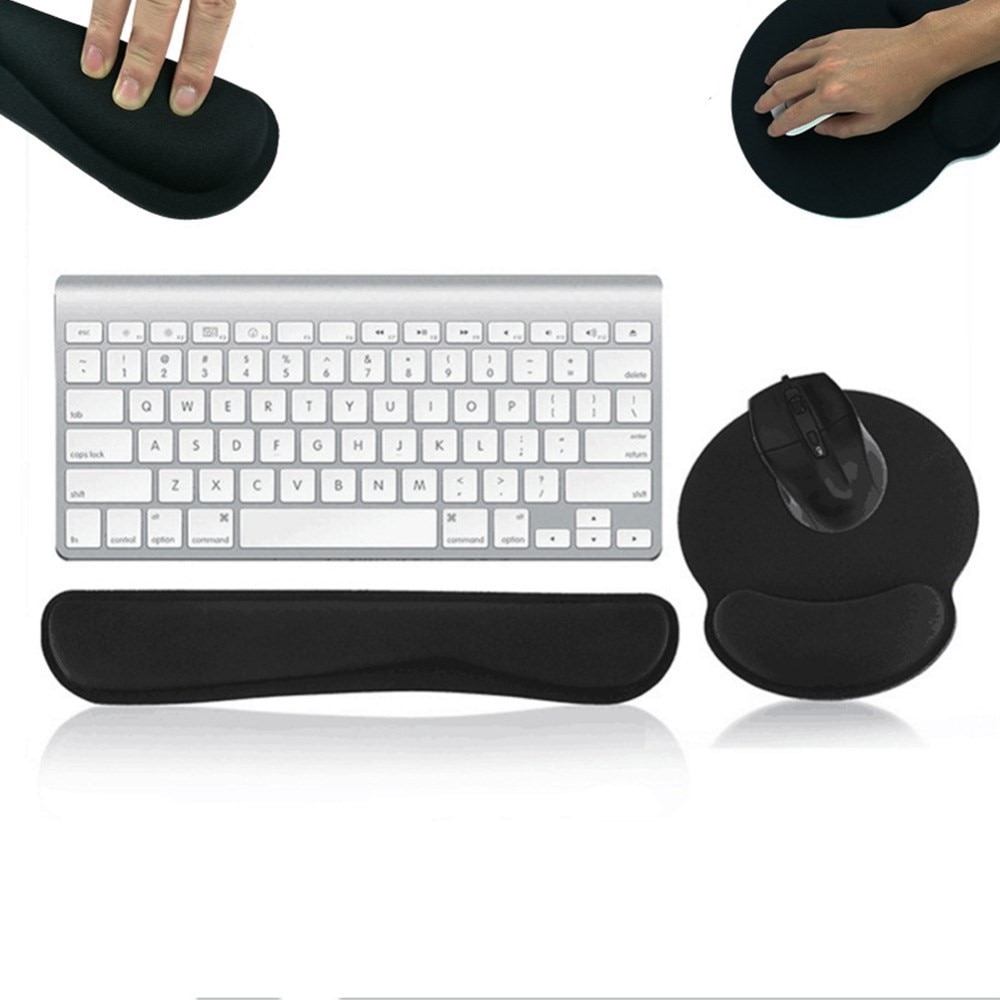 Ergonomiskt stöd till tangentbord + musmatta, svart