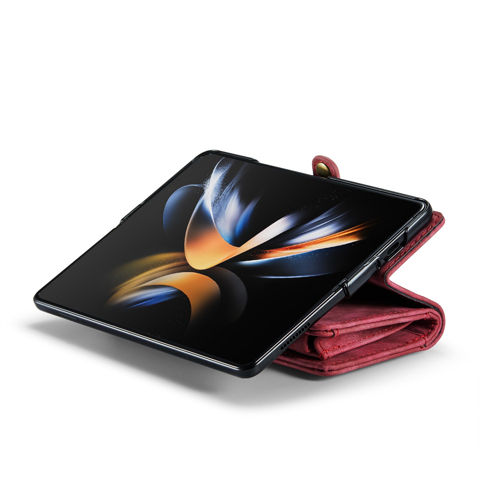 Samsung Galaxy Z Fold 5 Rymligt plånboksfodral med många kortfack, Röd