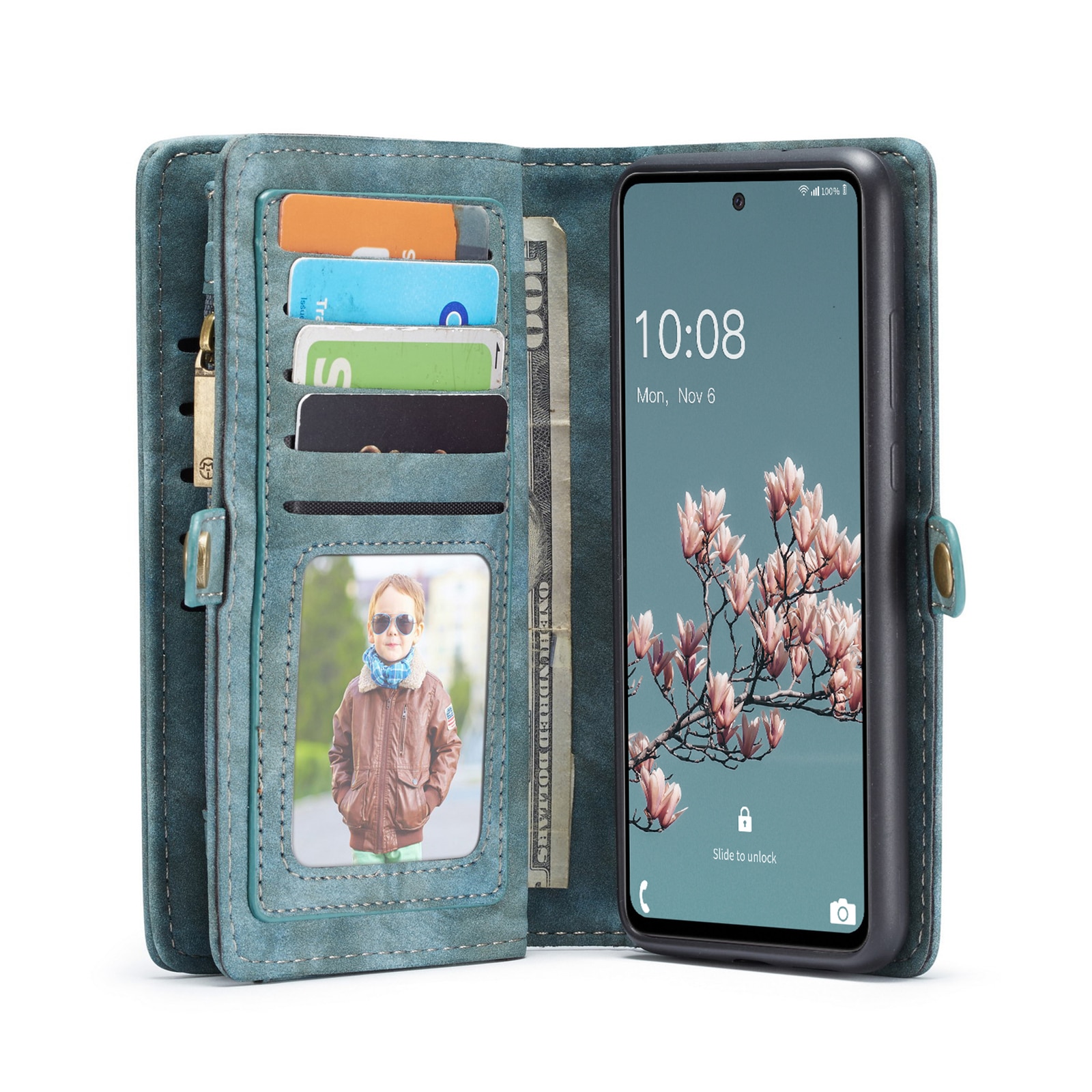 Samsung Galaxy A33 Rymligt plånboksfodral med många kortfack, blå