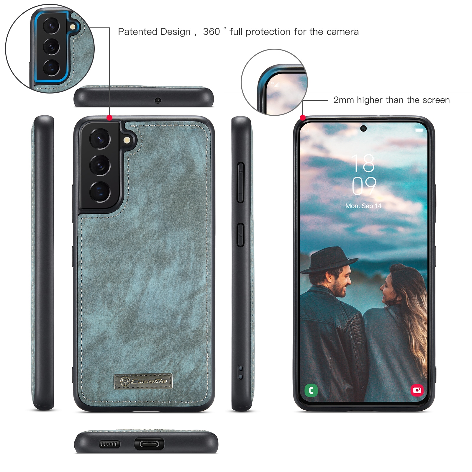 Samsung Galaxy S22 Rymligt plånboksfodral med många kortfack, Blå