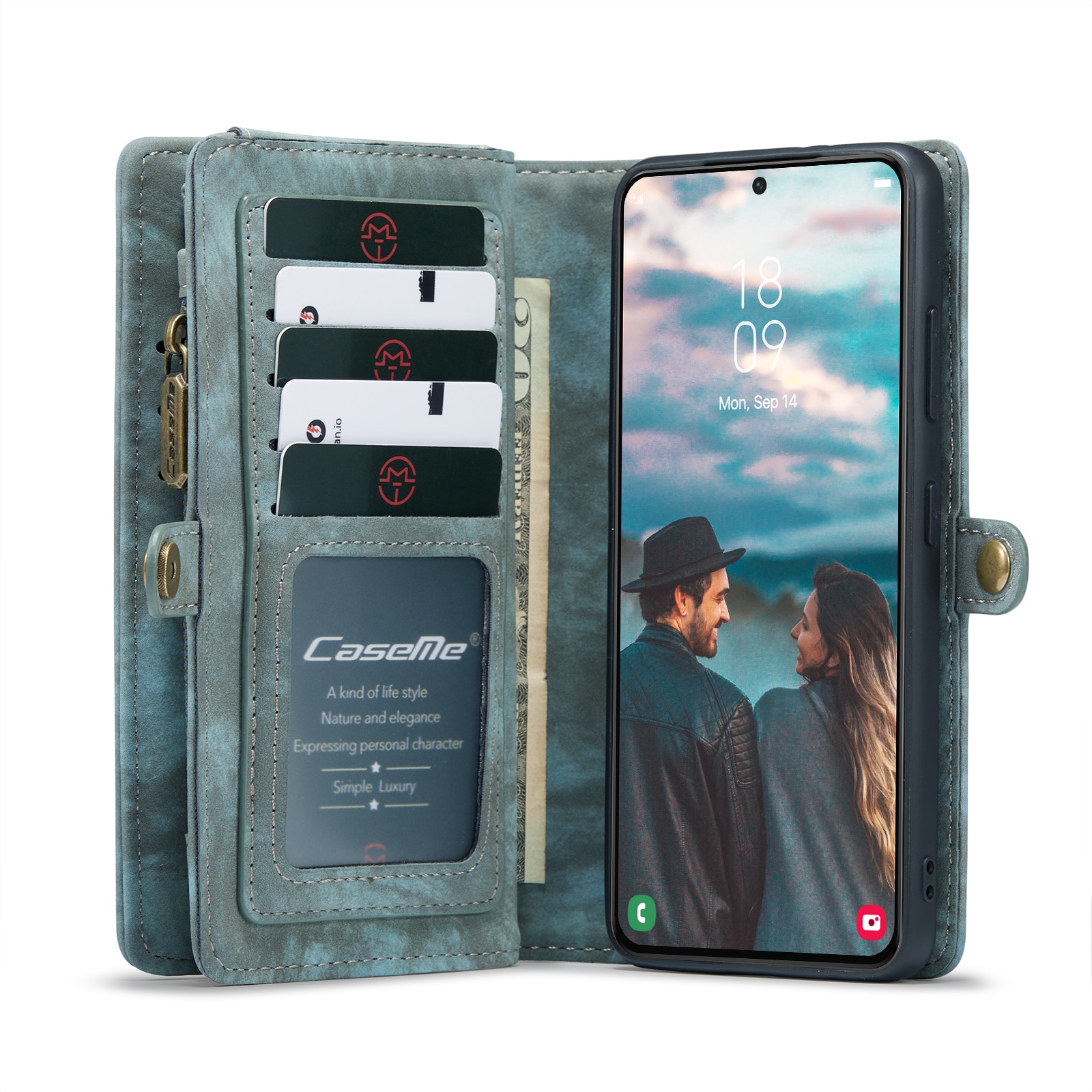 Samsung Galaxy S22 Rymligt plånboksfodral med många kortfack, Blå