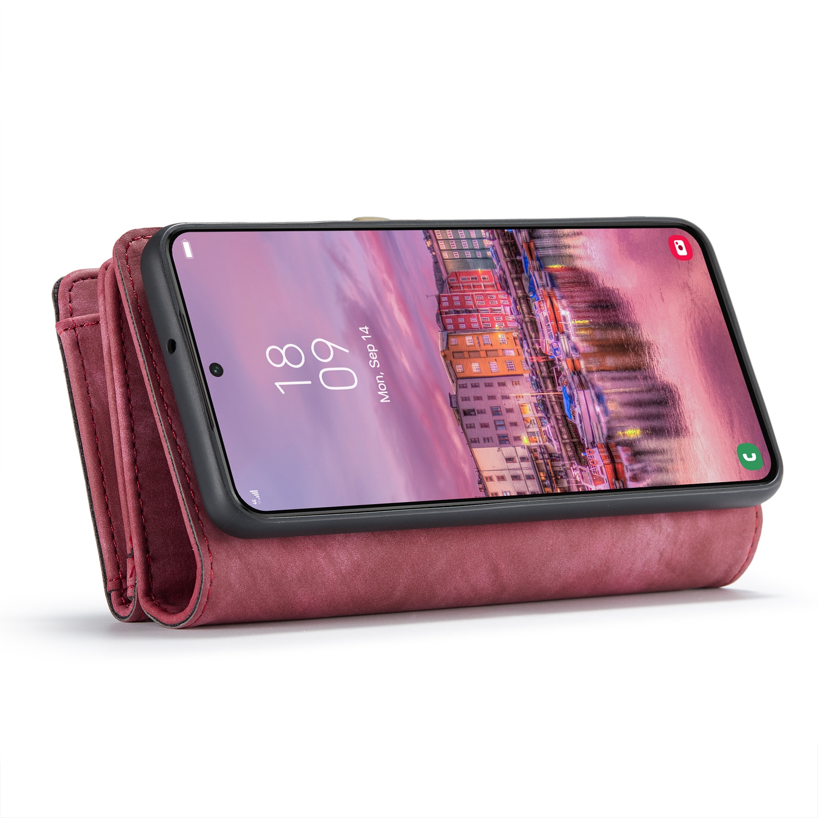 Samsung Galaxy S22 Rymligt plånboksfodral med många kortfack, röd