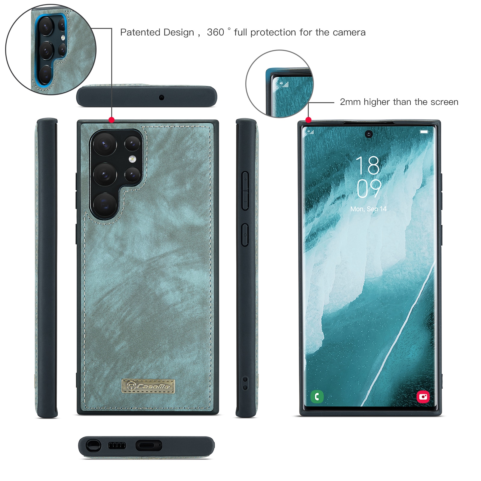 Samsung Galaxy S22 Ultra Rymligt plånboksfodral med många kortfack, Blå