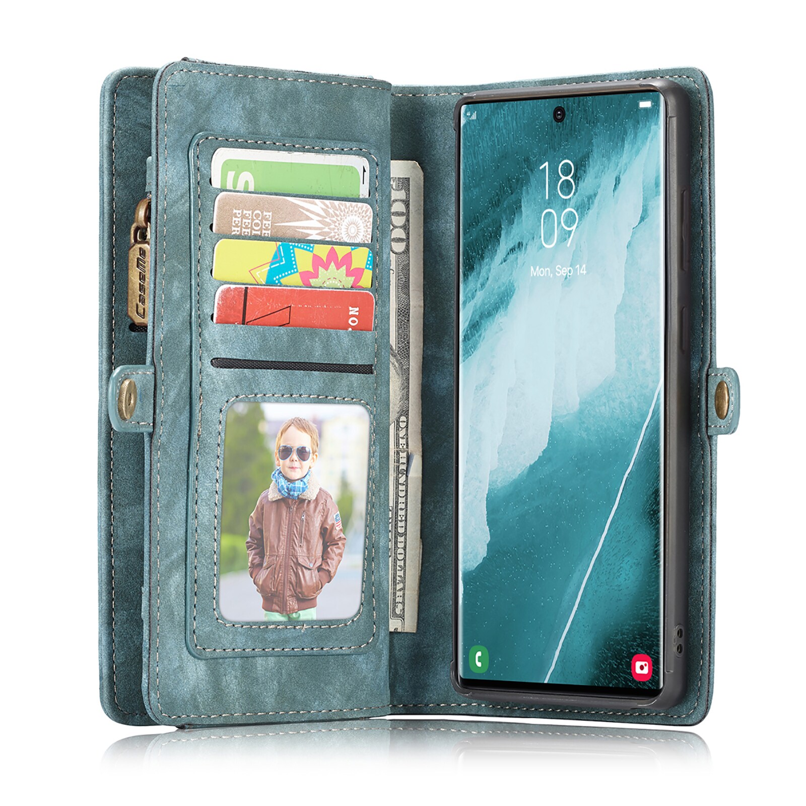 Samsung Galaxy S22 Ultra Rymligt plånboksfodral med många kortfack, Blå