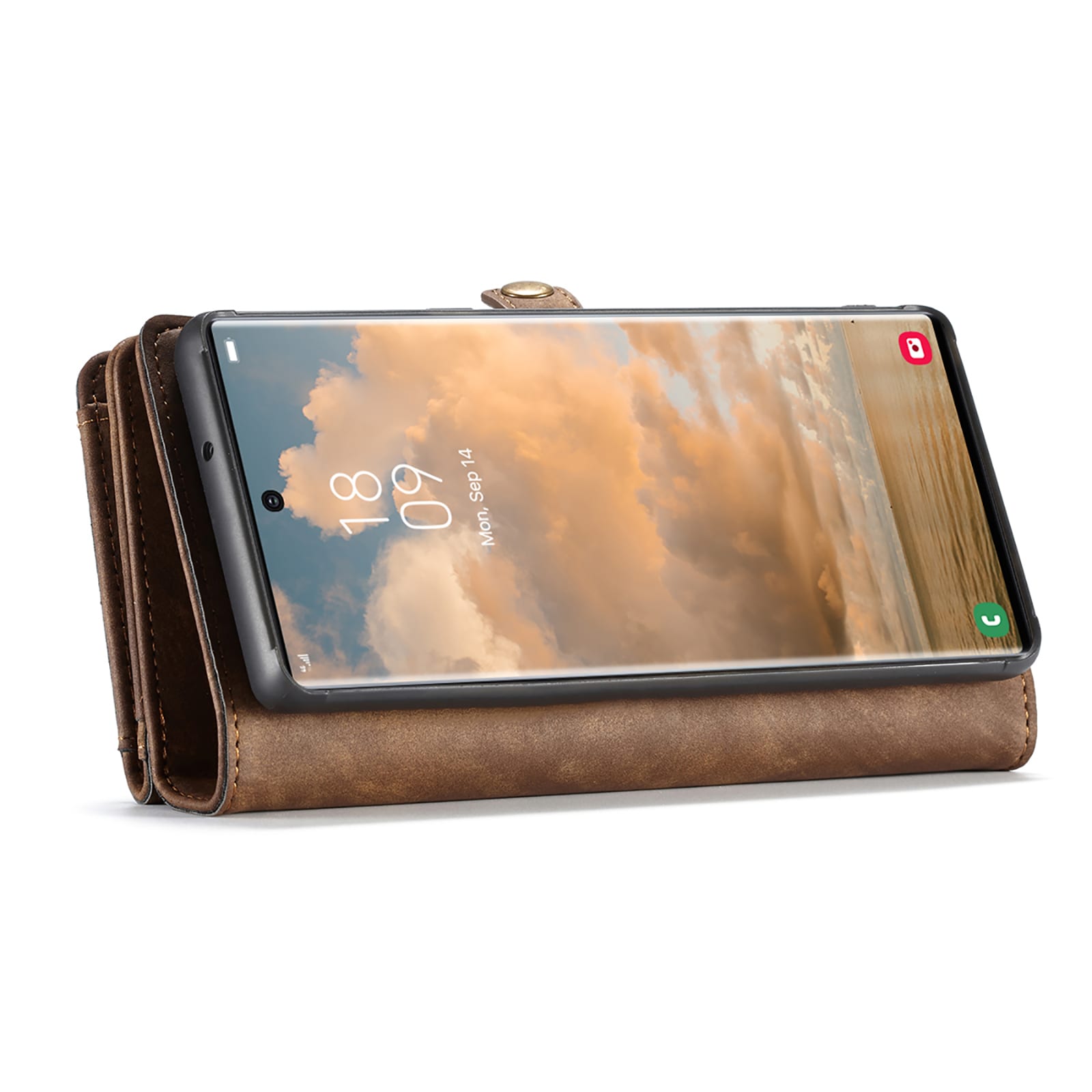 Samsung Galaxy S22 Ultra Rymligt plånboksfodral med många kortfack, Brun