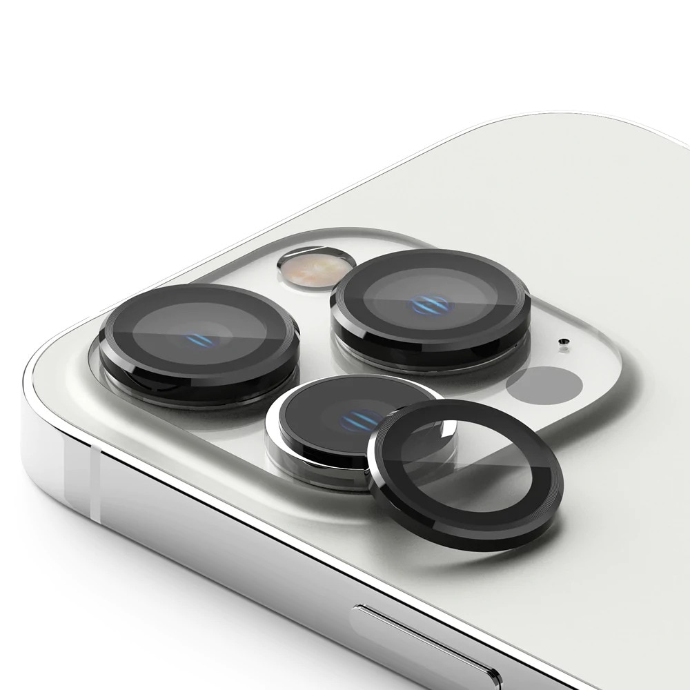 iPhone 14 Pro Linsskydd med aluminiumram, svart