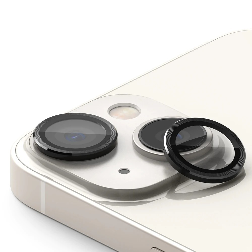 iPhone 14 Plus Linsskydd med aluminiumram, svart