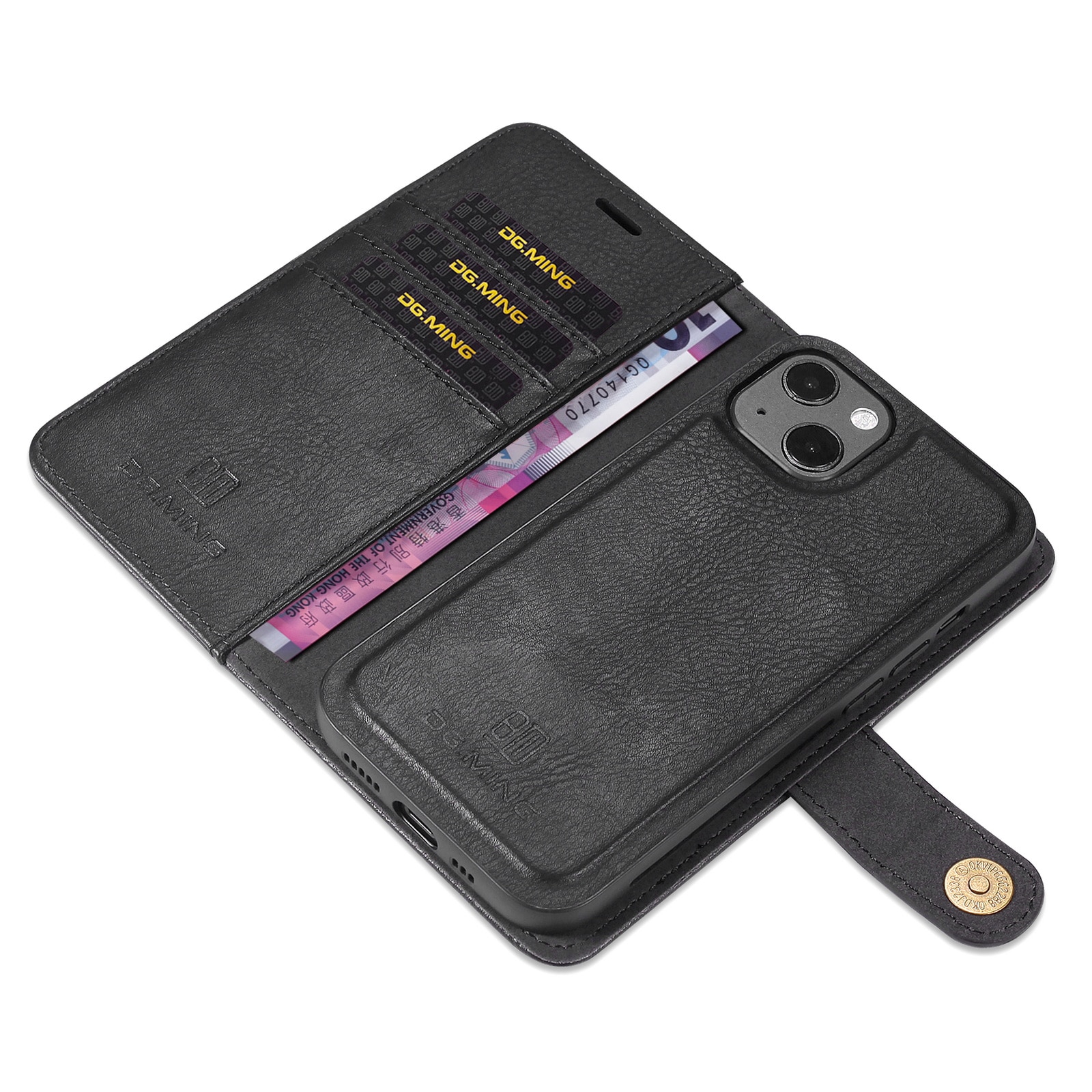 iPhone 13 Plånboksfodral med avtagbart skal, svart