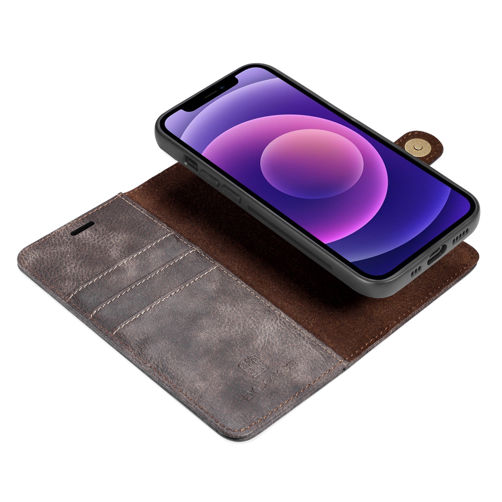 iPhone 13 Plånboksfodral med avtagbart skal, brun