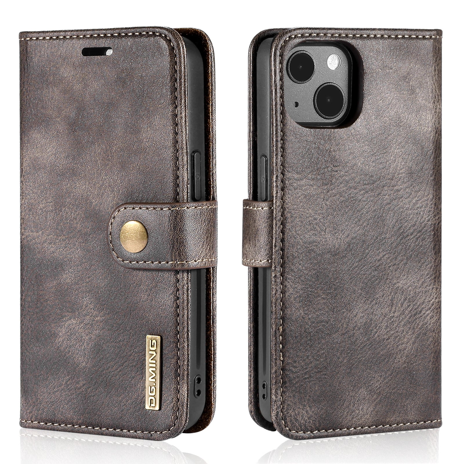 iPhone 13 Plånboksfodral med avtagbart skal, Brown
