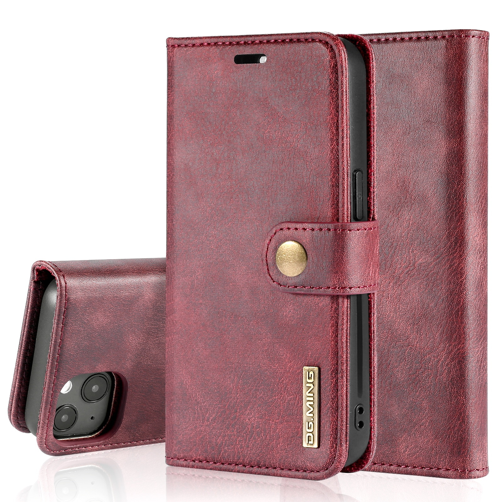 iPhone 14 Plånboksfodral med avtagbart skal, röd