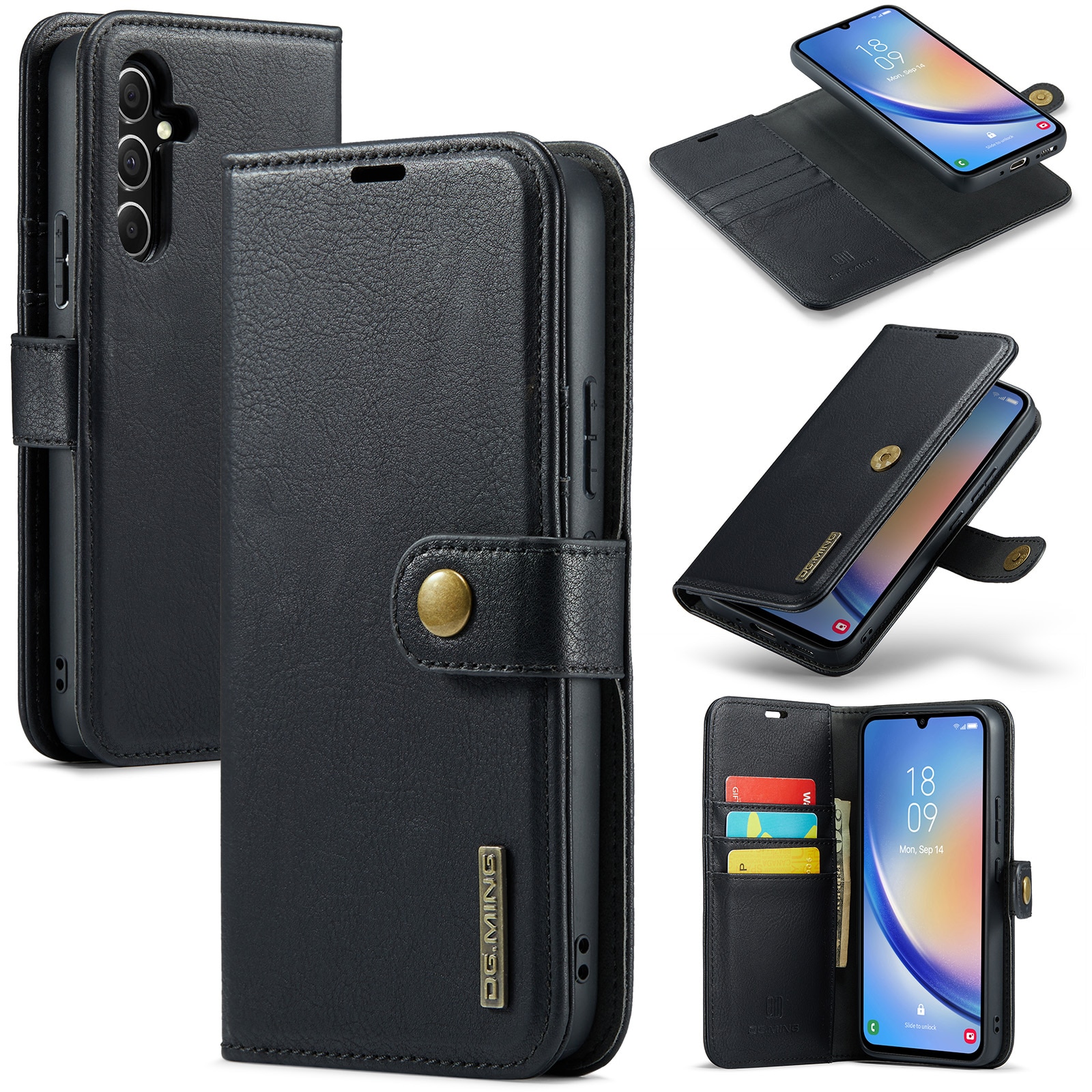 Samsung Galaxy A34 Plånboksfodral med avtagbart skal, Black