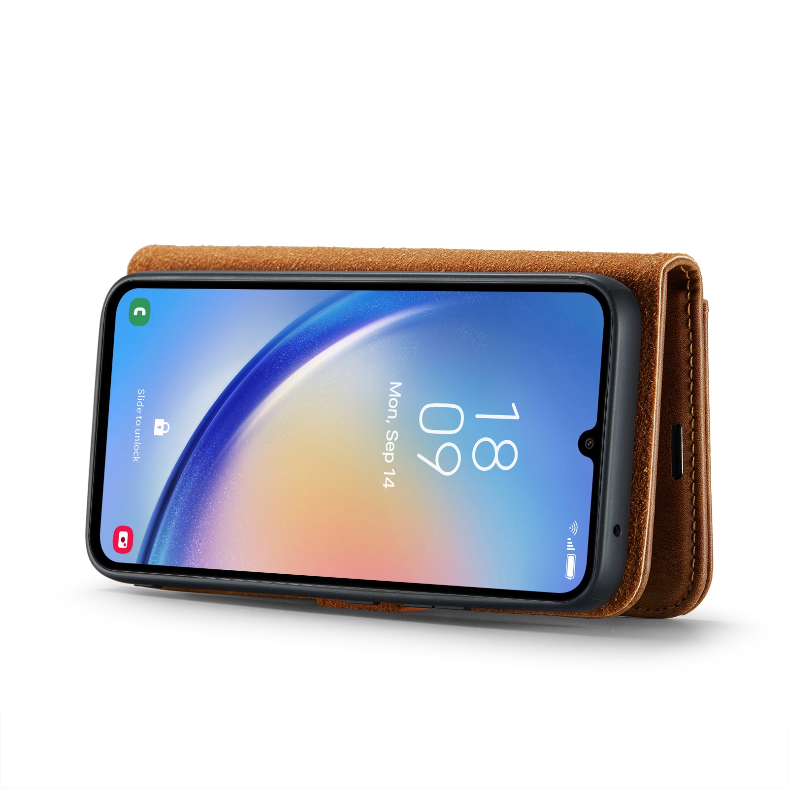 Samsung Galaxy A34 Plånboksfodral med avtagbart skal, cognac