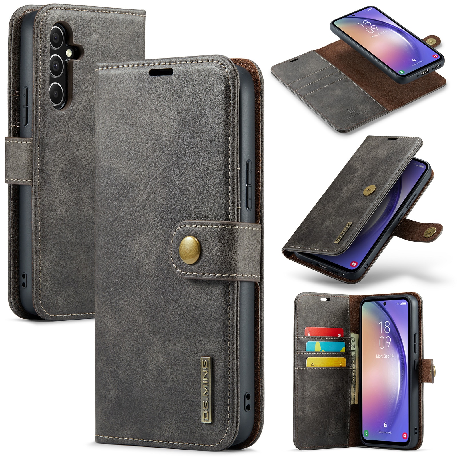 Samsung Galaxy S23 FE Plånboksfodral med avtagbart skal, brun