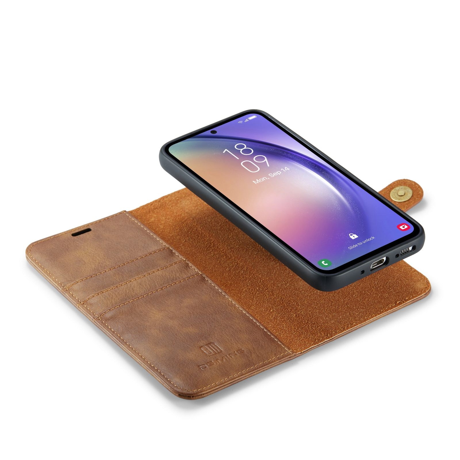 Samsung Galaxy A54 Plånboksfodral med avtagbart skal, cognac