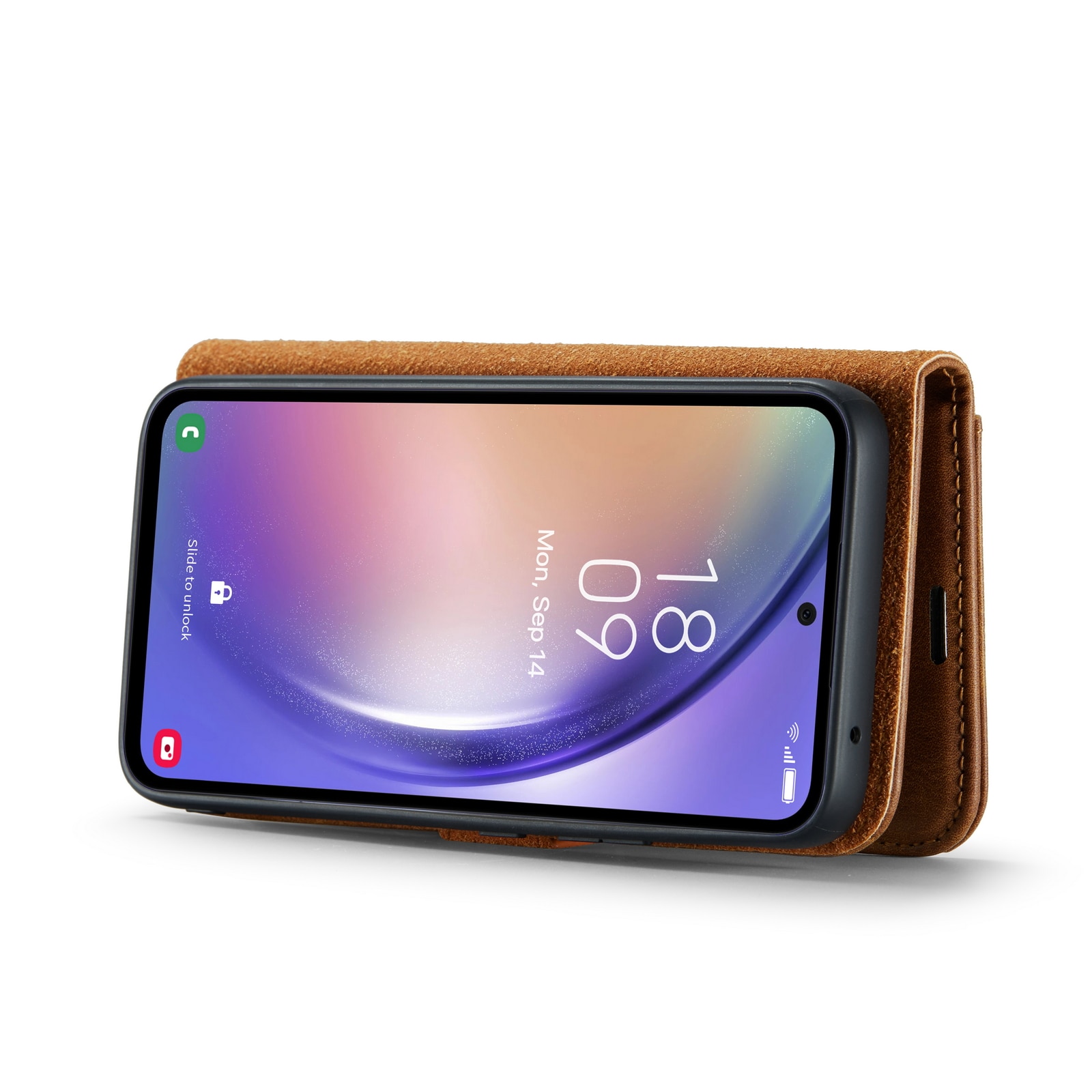 Samsung Galaxy A54 Plånboksfodral med avtagbart skal, cognac