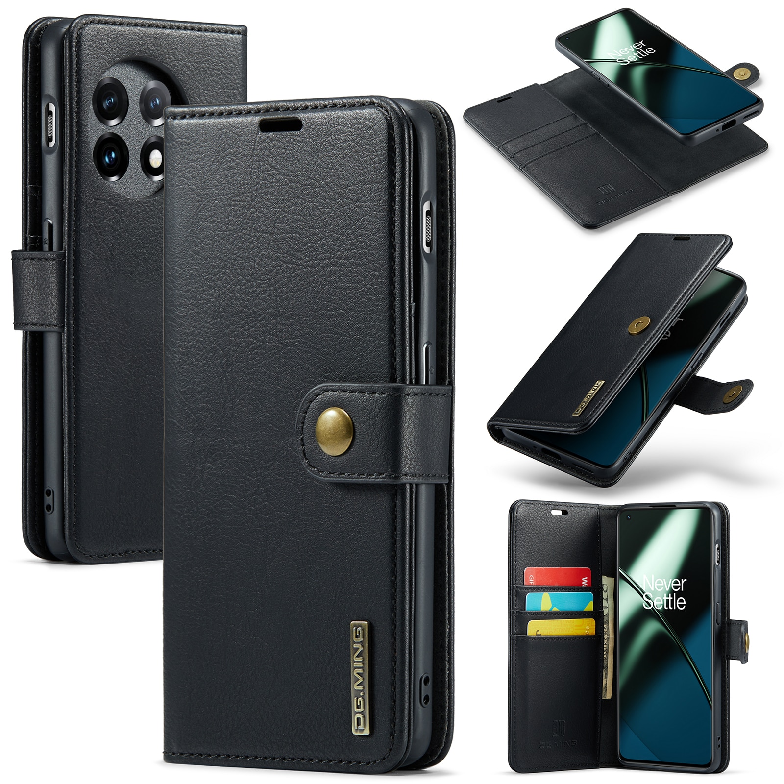 OnePlus 11 Plånboksfodral med avtagbart skal, svart
