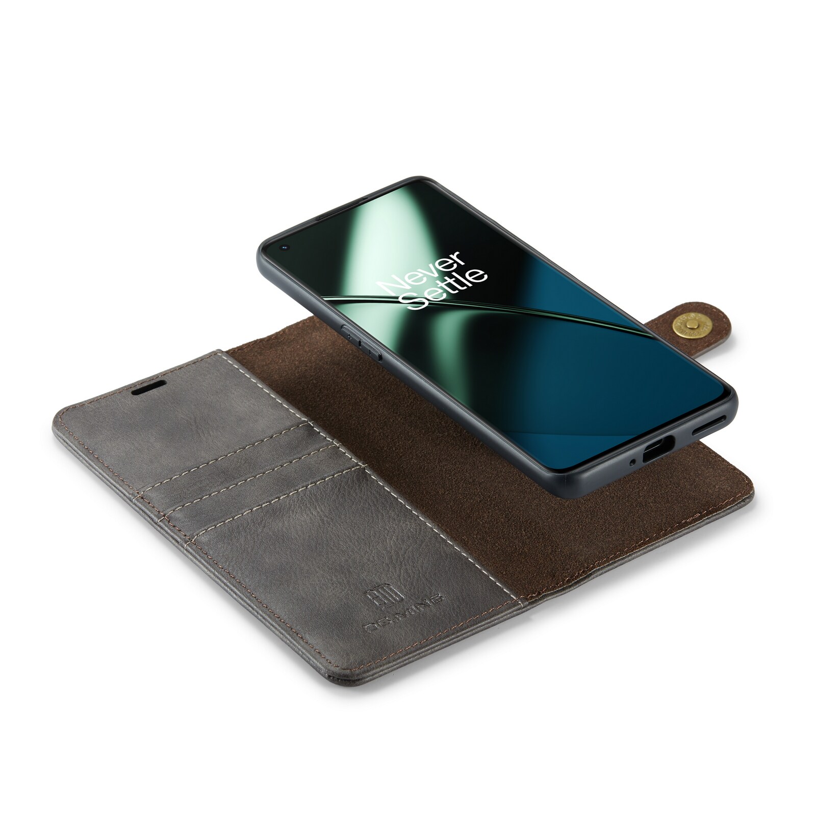  OnePlus 11 Plånboksfodral med avtagbart skal, Brown