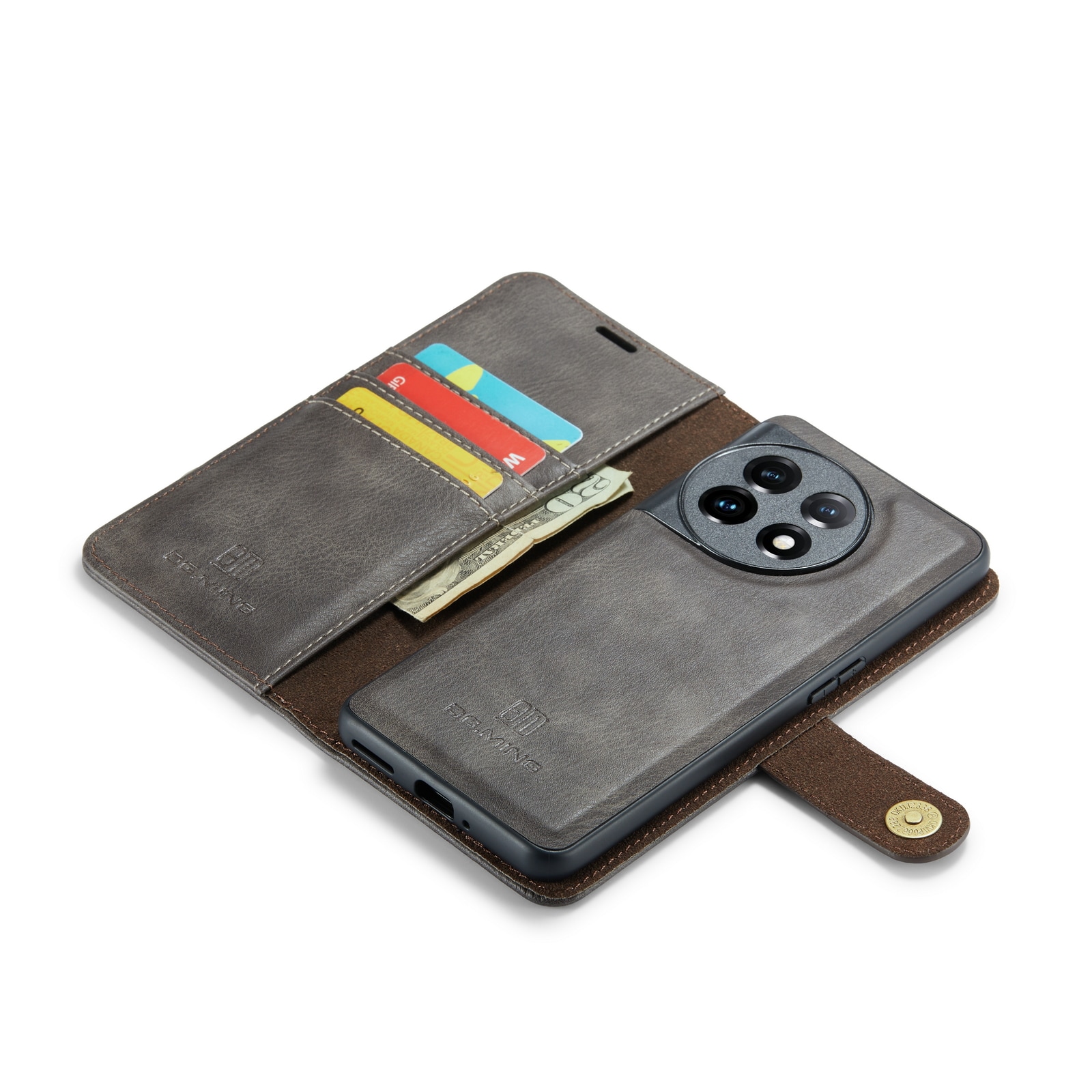  OnePlus 11 Plånboksfodral med avtagbart skal, Brown