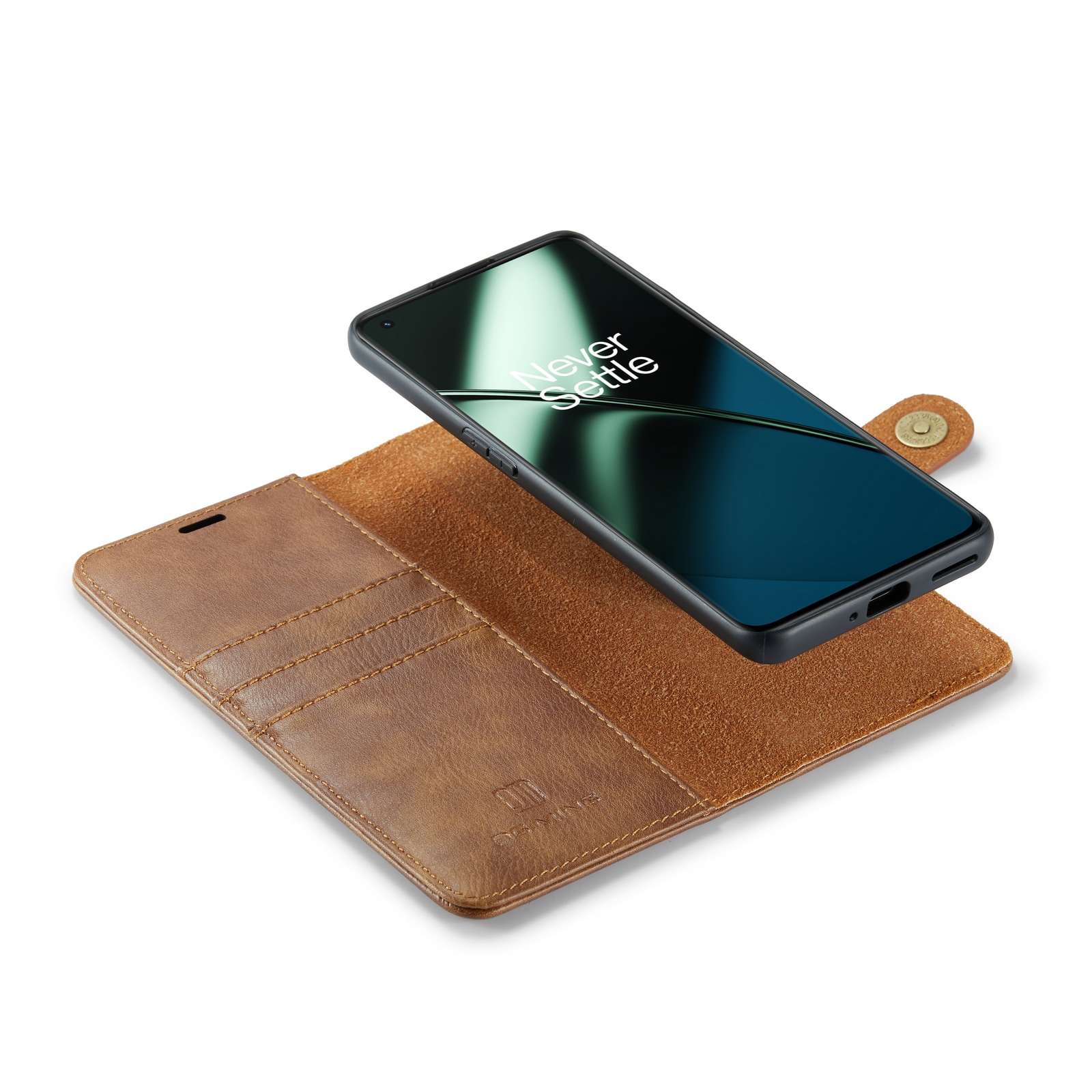  OnePlus 11 Plånboksfodral med avtagbart skal, Cognac