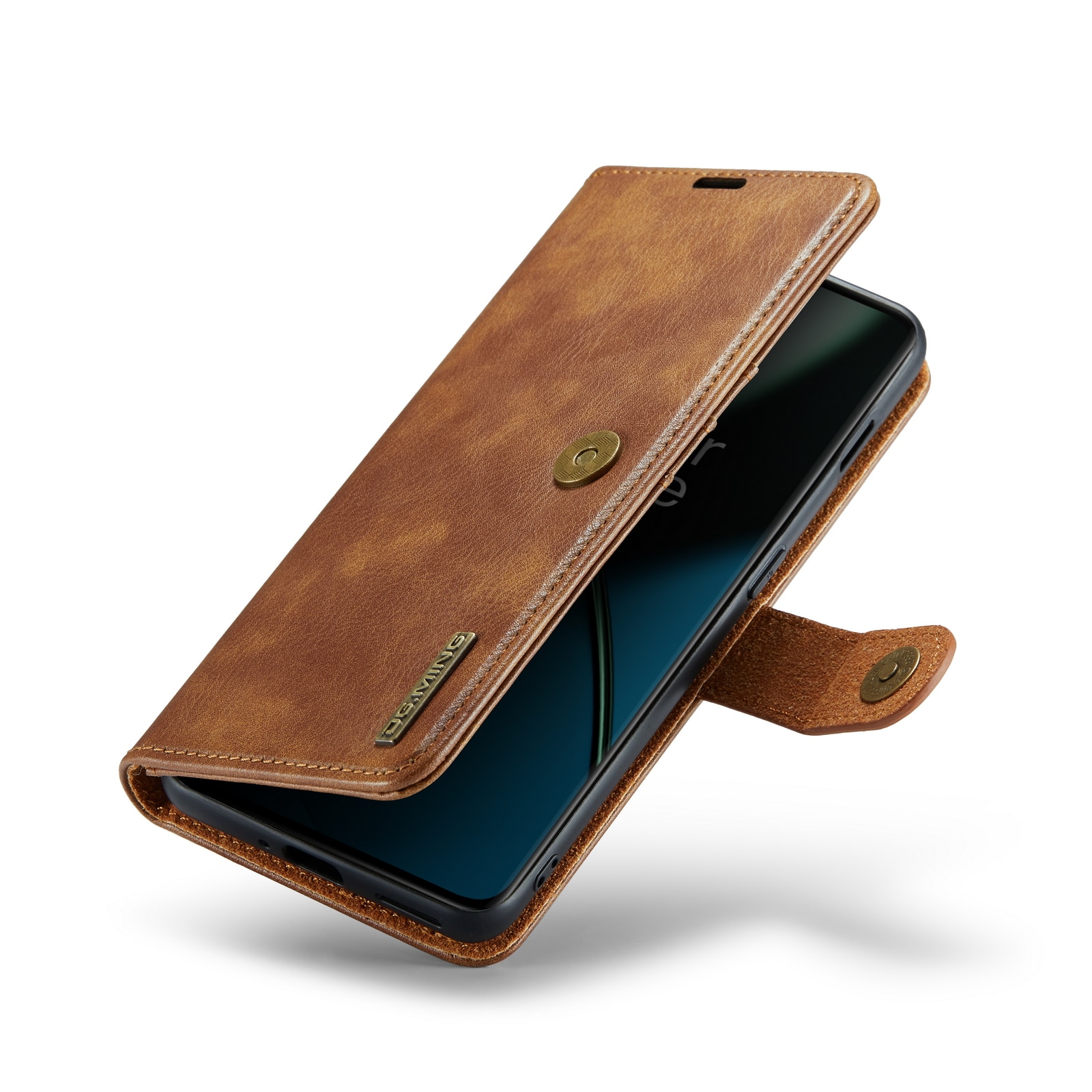  OnePlus 11 Plånboksfodral med avtagbart skal, Cognac