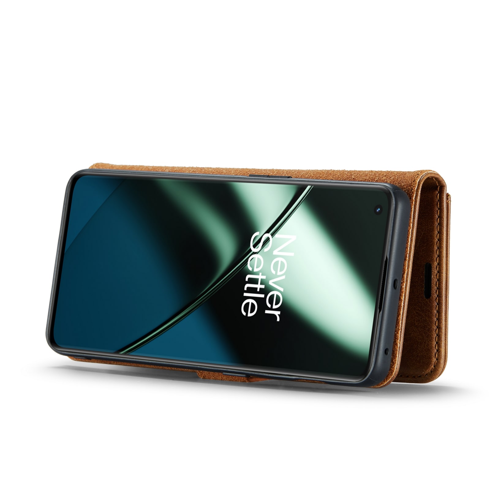  OnePlus 11 Plånboksfodral med avtagbart skal, Cognac