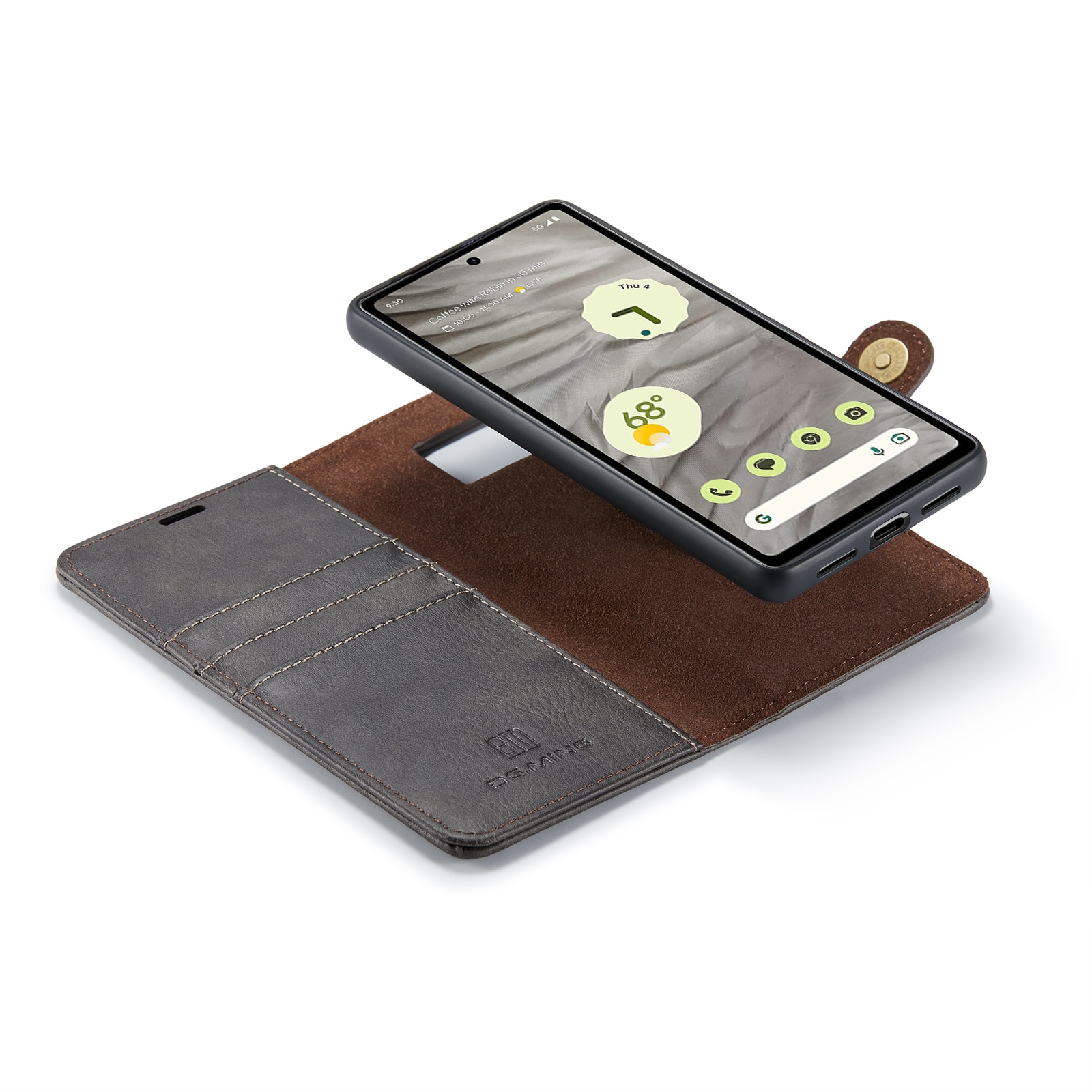 Google Pixel 7a Plånboksfodral med avtagbart skal, brun
