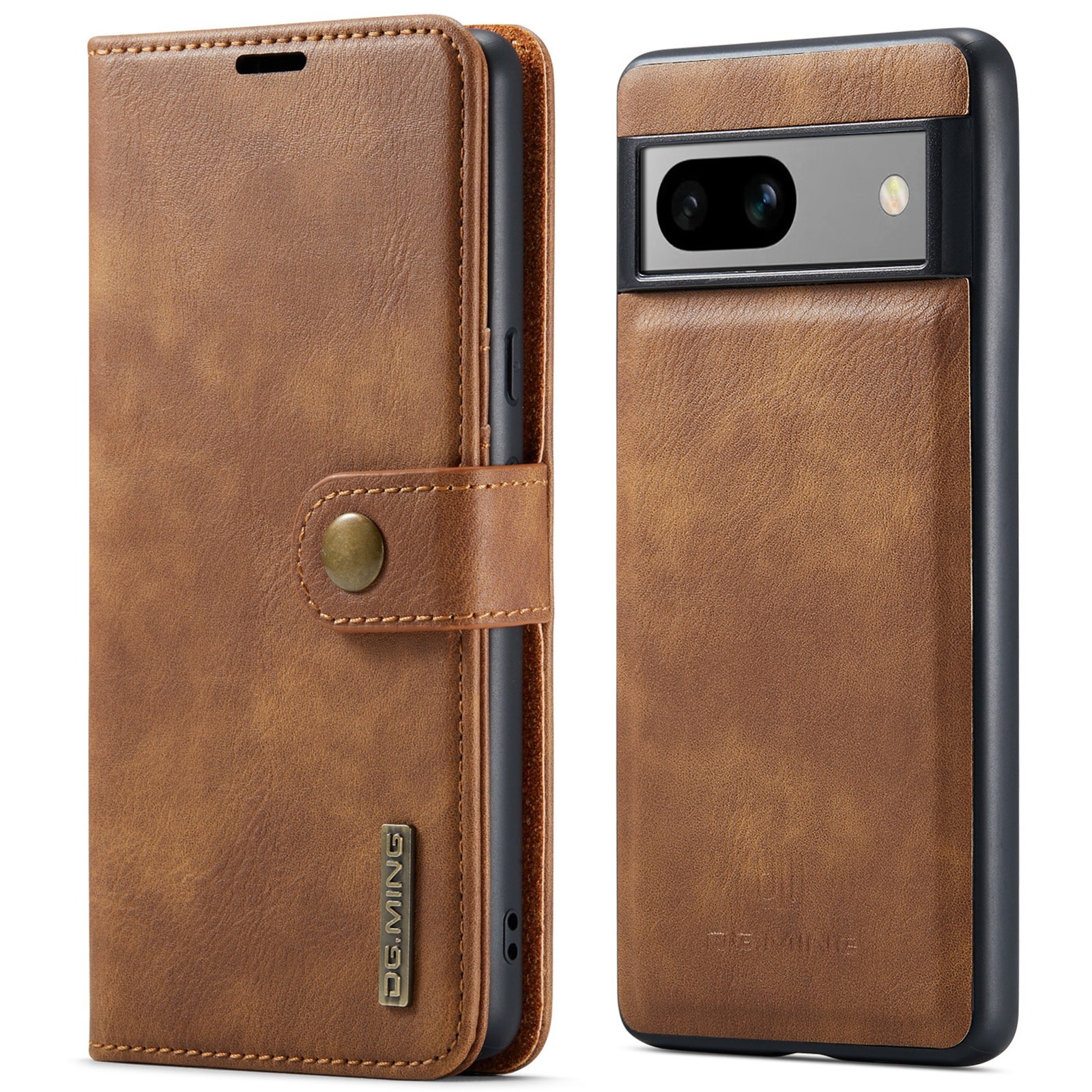 Google Pixel 7a Plånboksfodral med avtagbart skal, Cognac